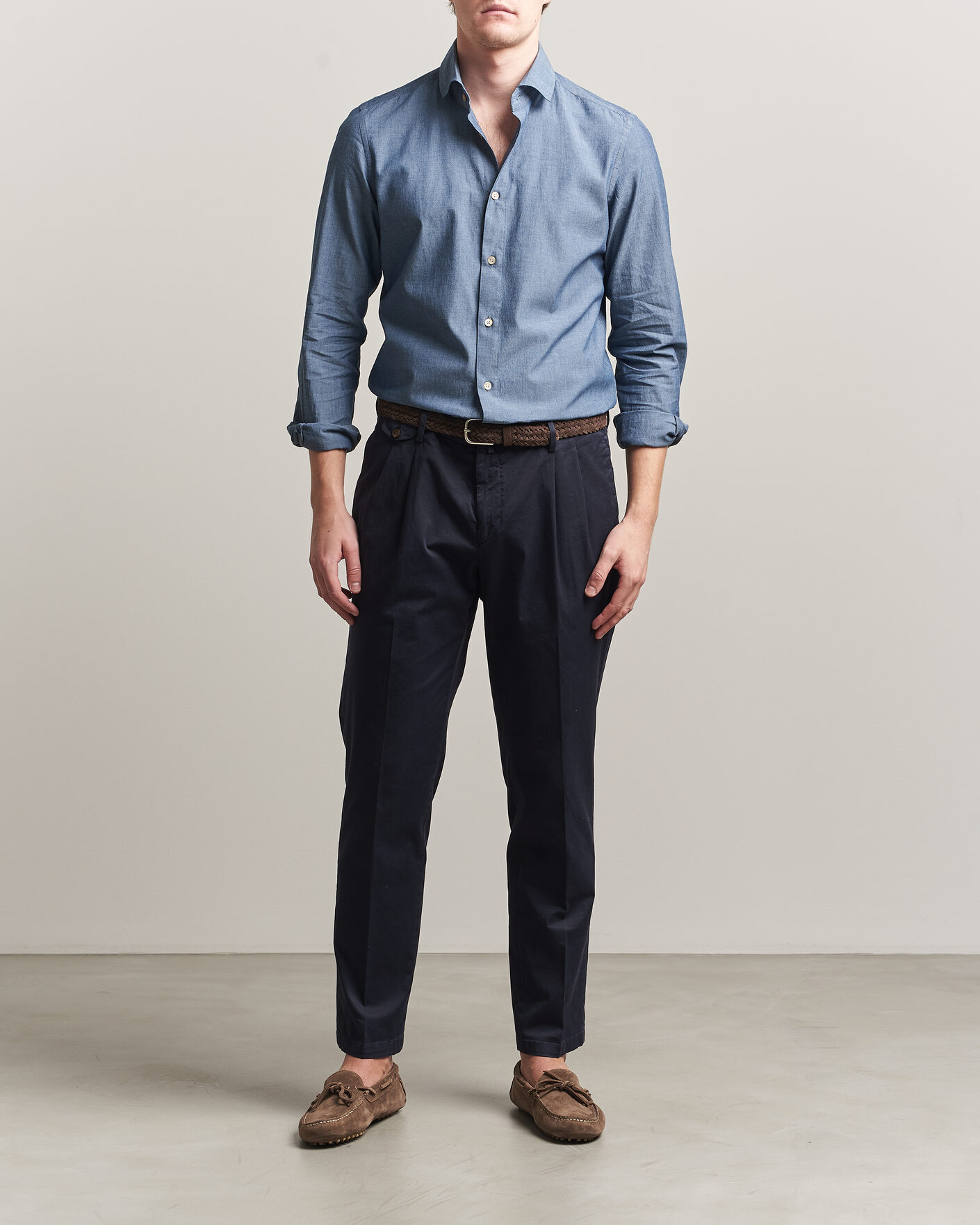 Homme | Chemises | Boglioli | Chambray Shirt Medium Blue