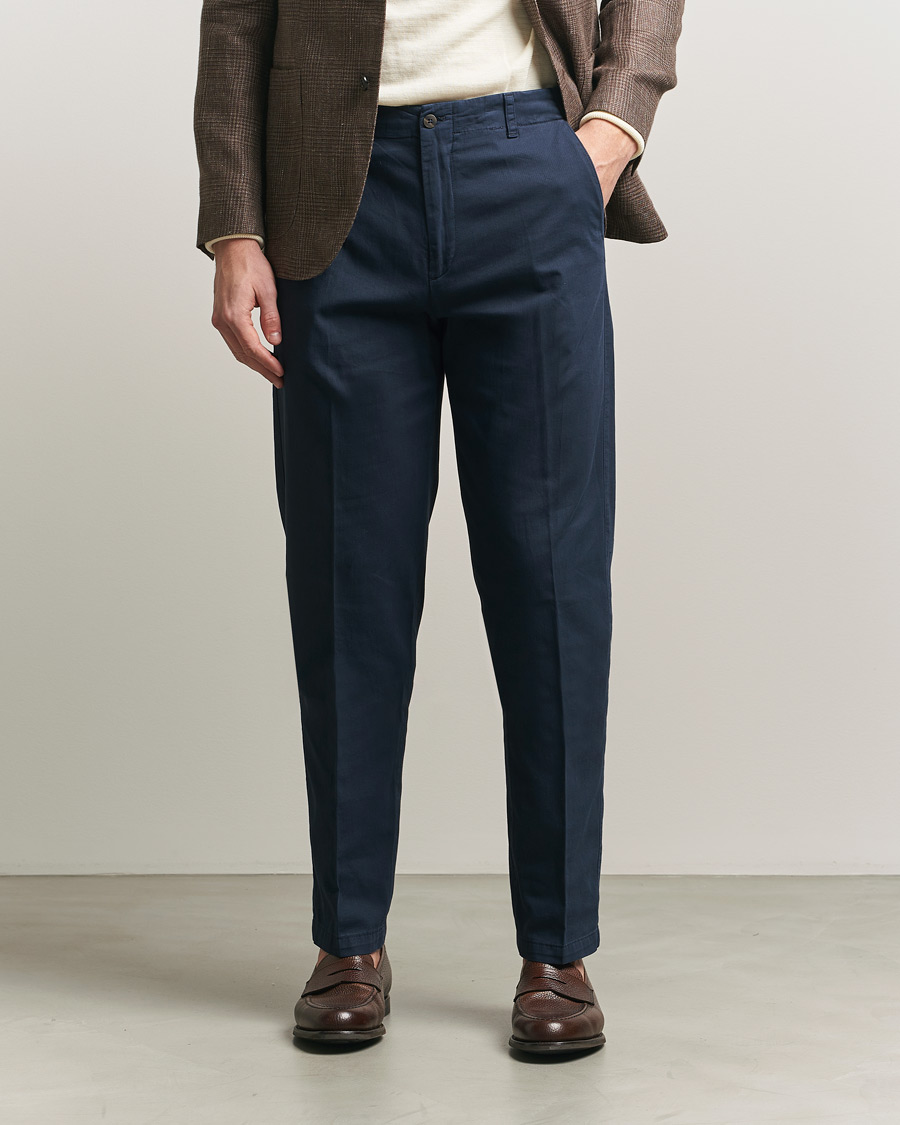 Homme | Pantalons | Boglioli | Regular Fit Cotton Chinos Navy