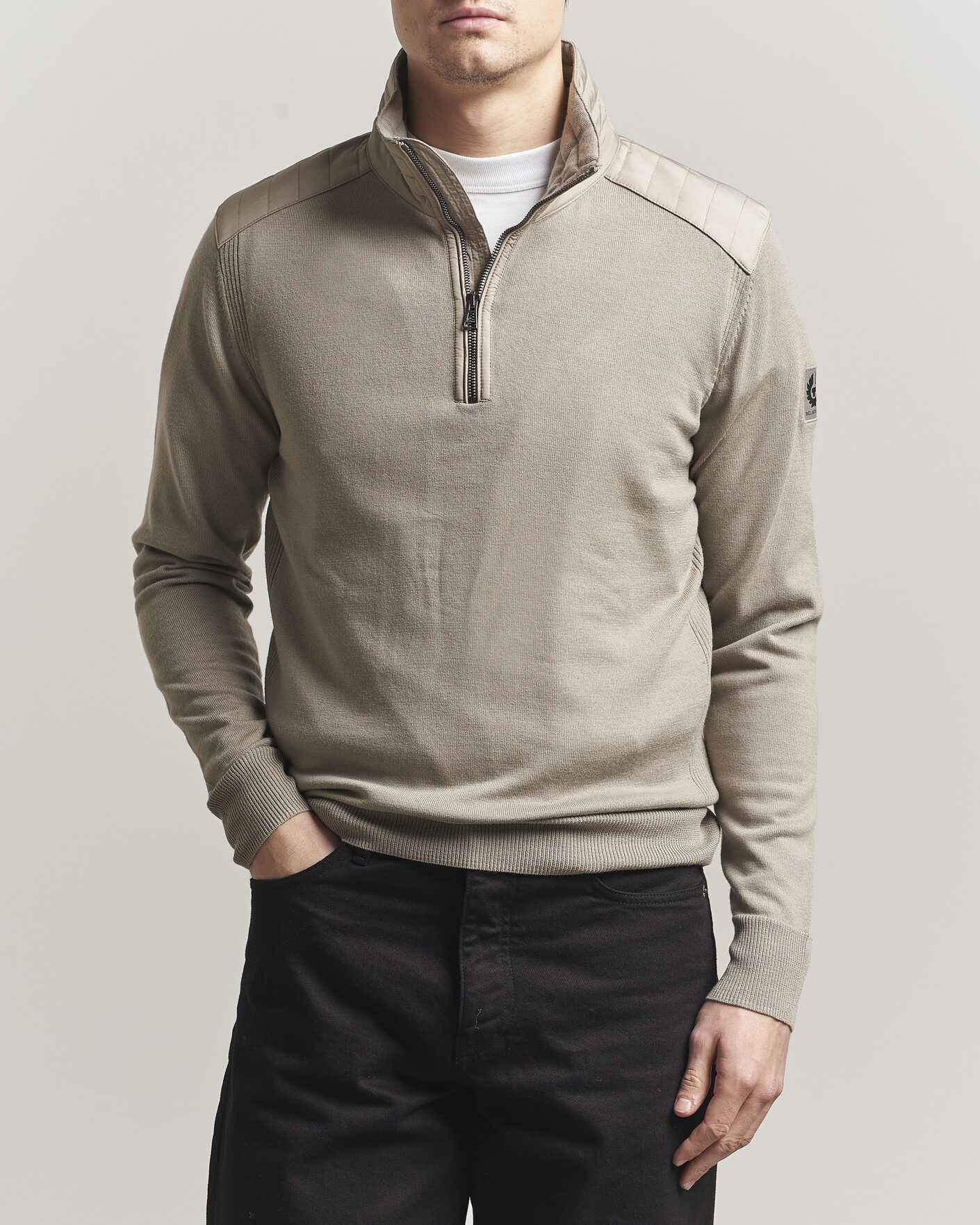 Homme | Pulls Et Tricots | Belstaff | Klimington Knitted Half Zip Dark Sand