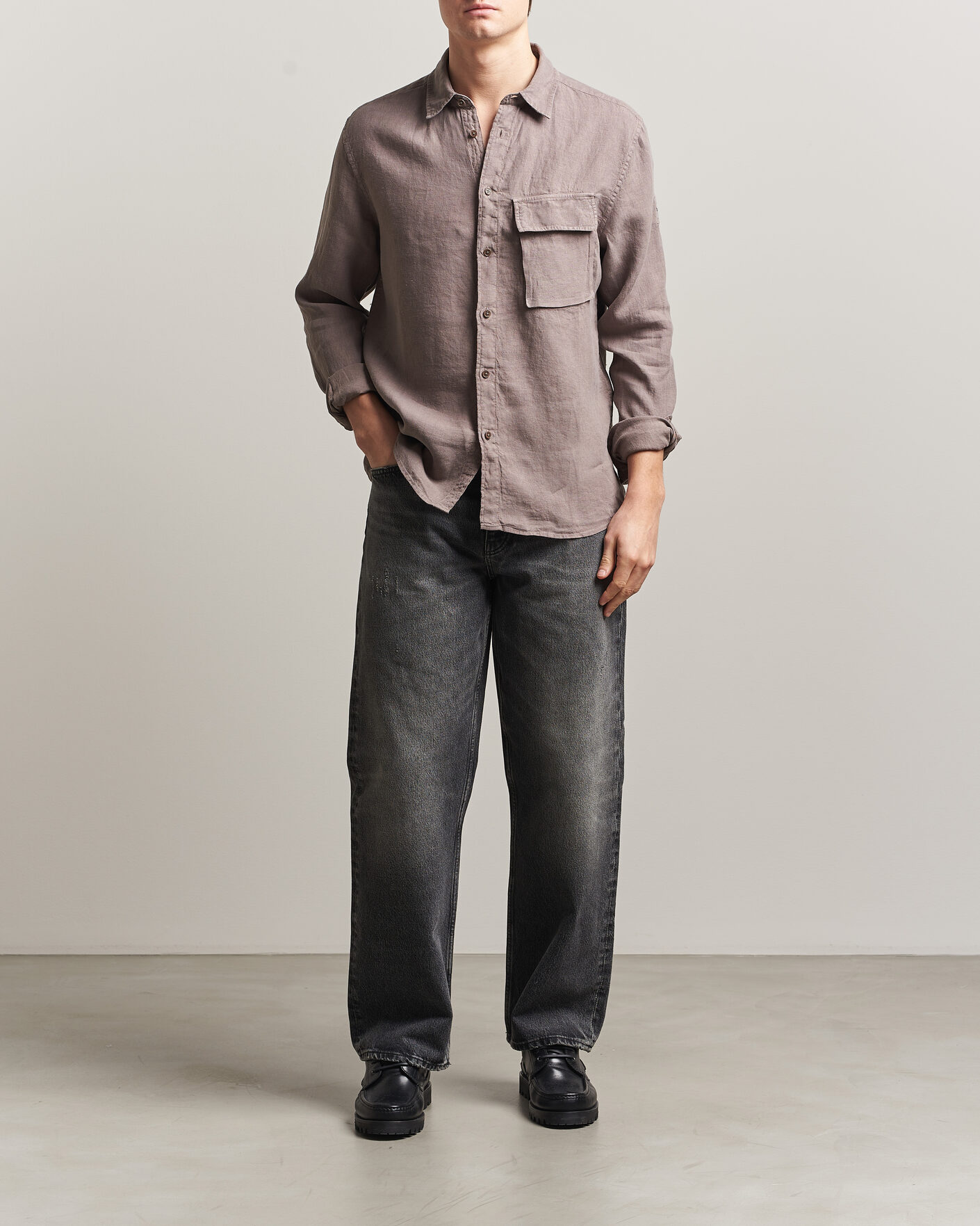 Homme | Chemises | Belstaff | Scale Linen Shirt Asphalt