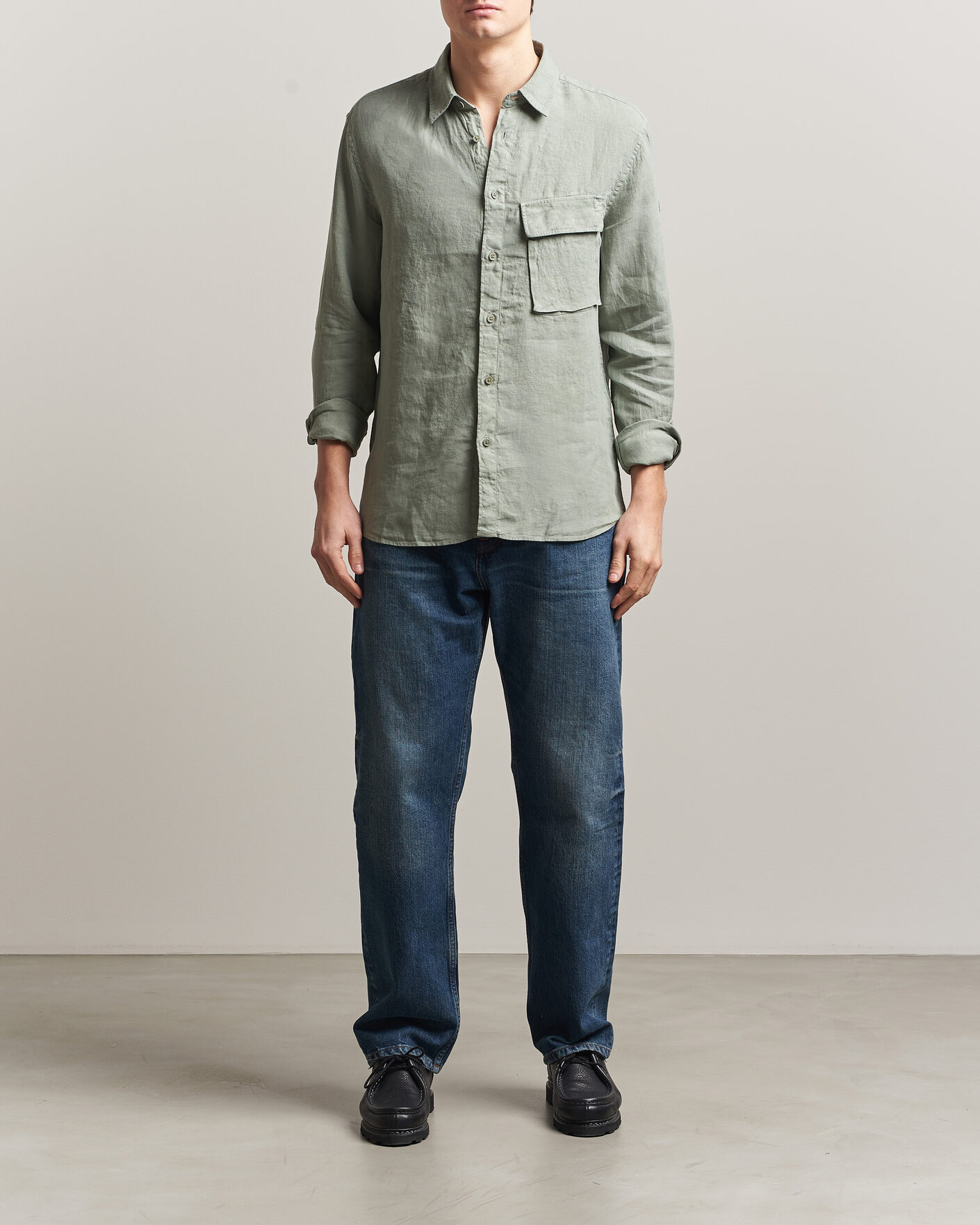 Homme | Chemises | Belstaff | Scale Linen Shirt Lichen