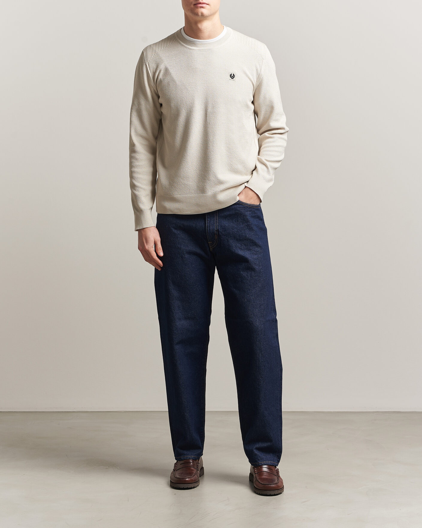 Homme | Pulls Et Tricots | Belstaff | Coast Knitted Crew Neck Silver Birch