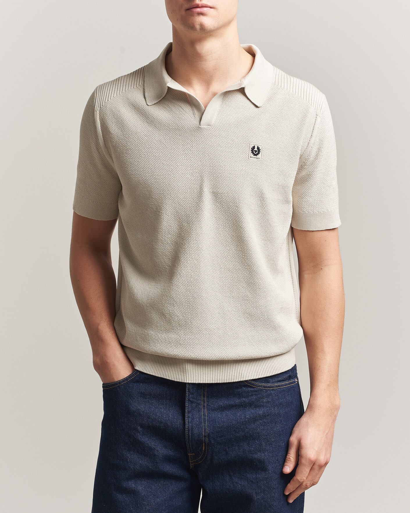 Homme | Polos | Belstaff | Coast Knitted Polo Silver Birch