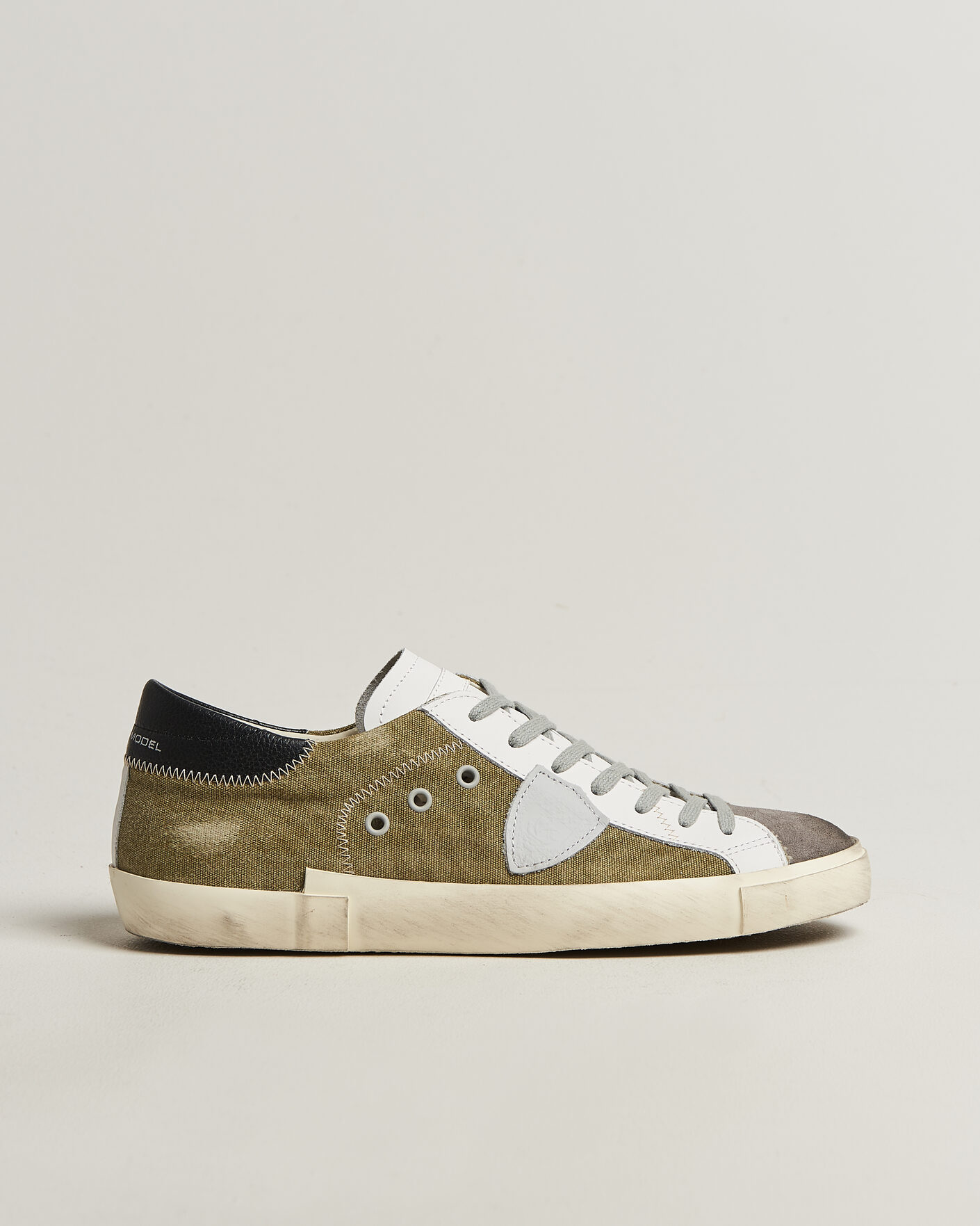 Homme | Baskets | Philippe Model | PRSX Low Top Canvas Mix Sneaker Grey/Military