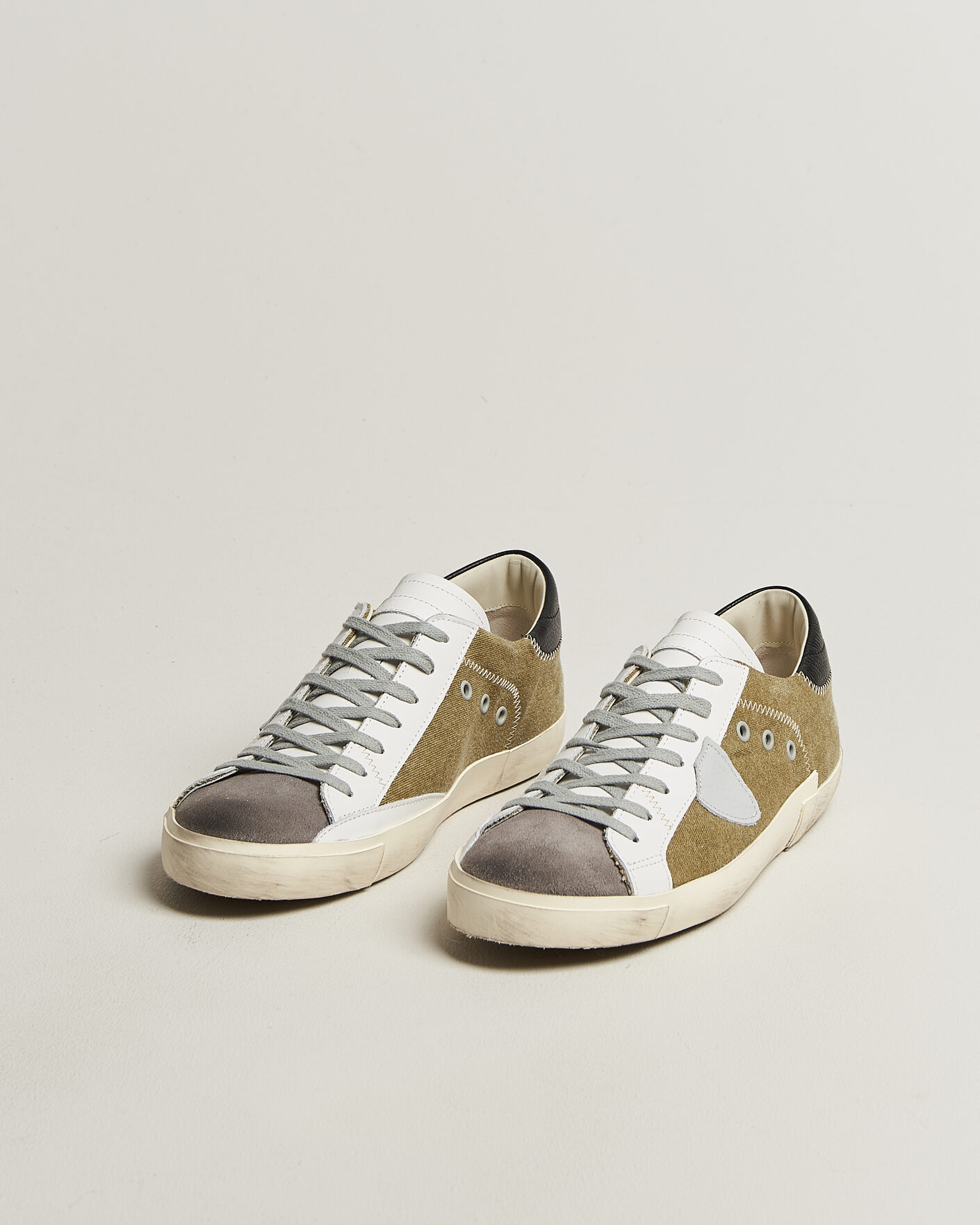 Homme | Baskets | Philippe Model | PRSX Low Top Canvas Mix Sneaker Grey/Military