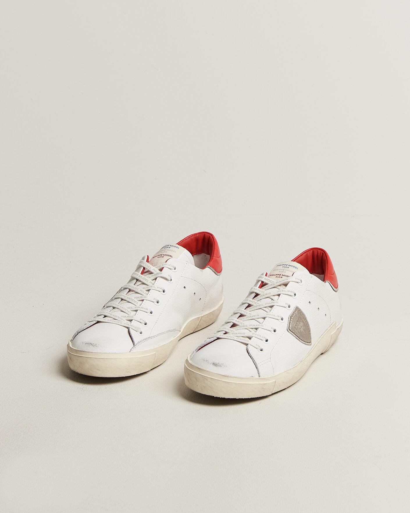 Homme | Baskets | Philippe Model | PRSX Low Top Canvas Mix Sneaker White/Red