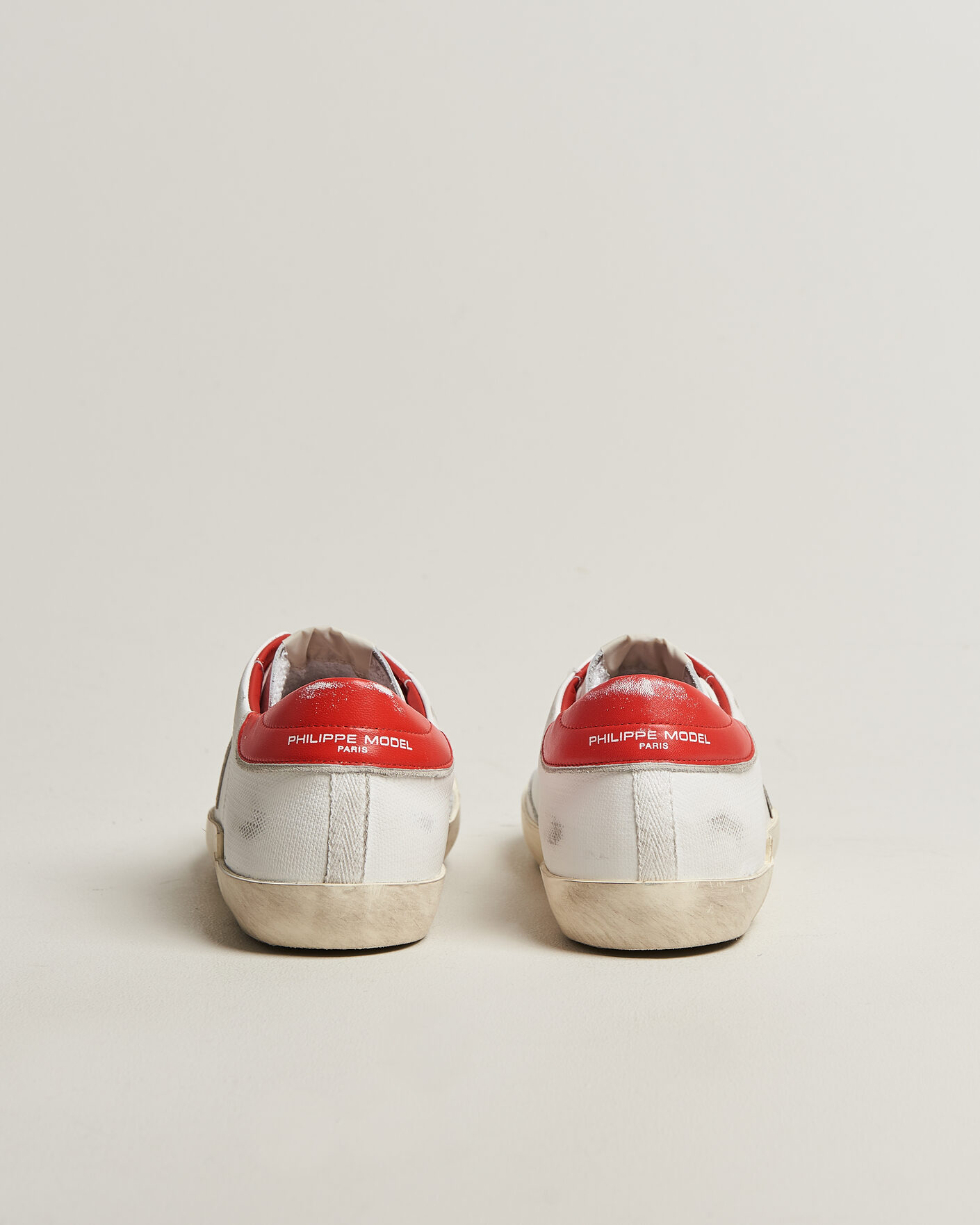 Homme | Baskets | Philippe Model | PRSX Low Top Canvas Mix Sneaker White/Red
