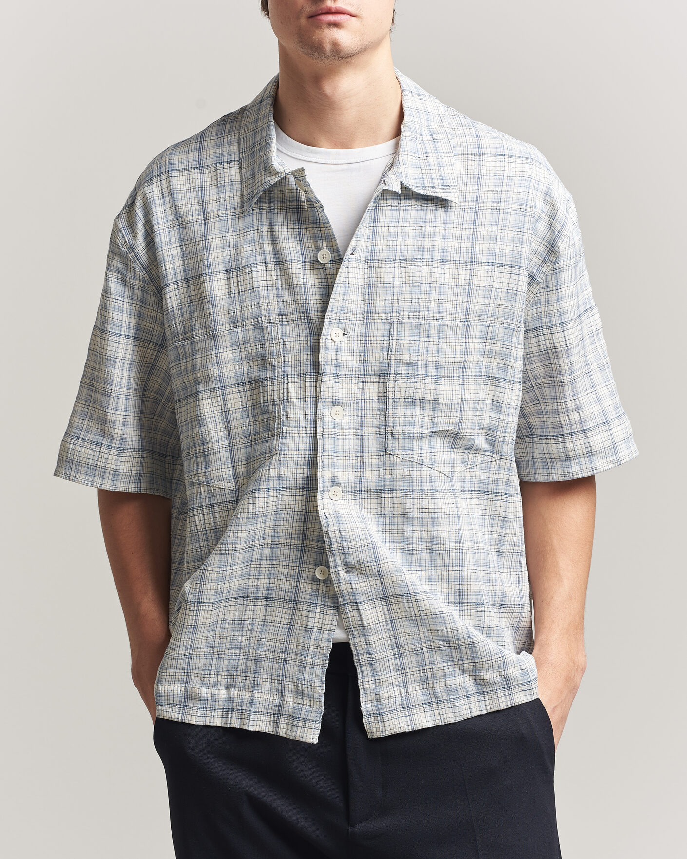 Homme | Chemises | Sunflower | Adam Short Sleeve Shirt Light Blue Check