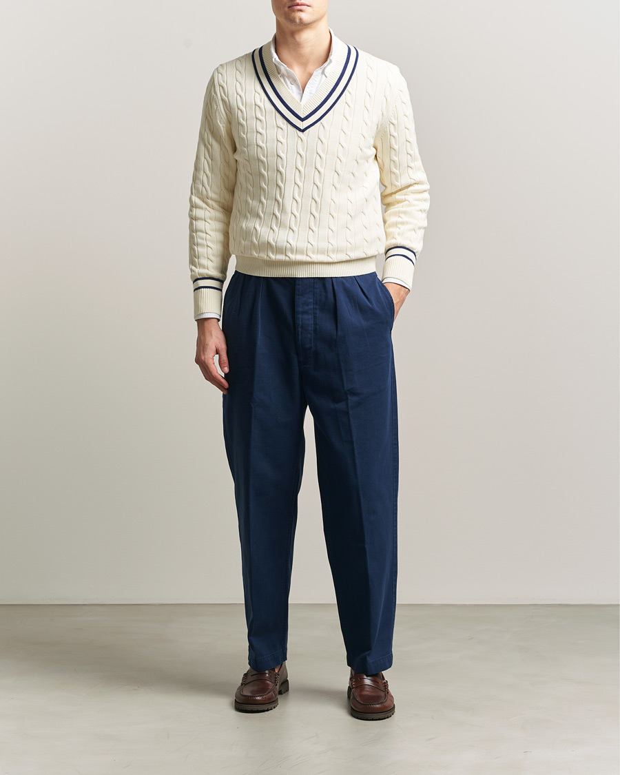 Homme | Pantalons | Polo Ralph Lauren | Pleated Cotton Twill Chinos Dark Cobalt
