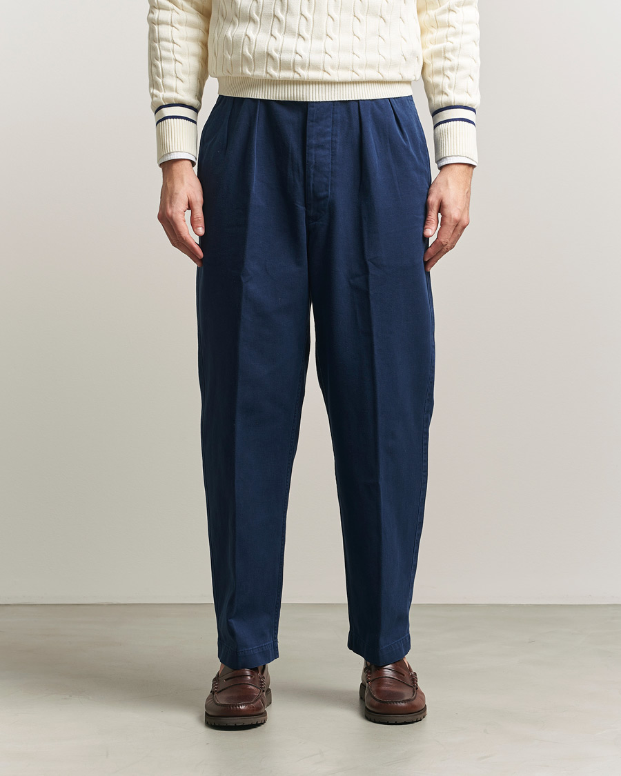 Homme | Pantalons | Polo Ralph Lauren | Pleated Cotton Twill Chinos Dark Cobalt