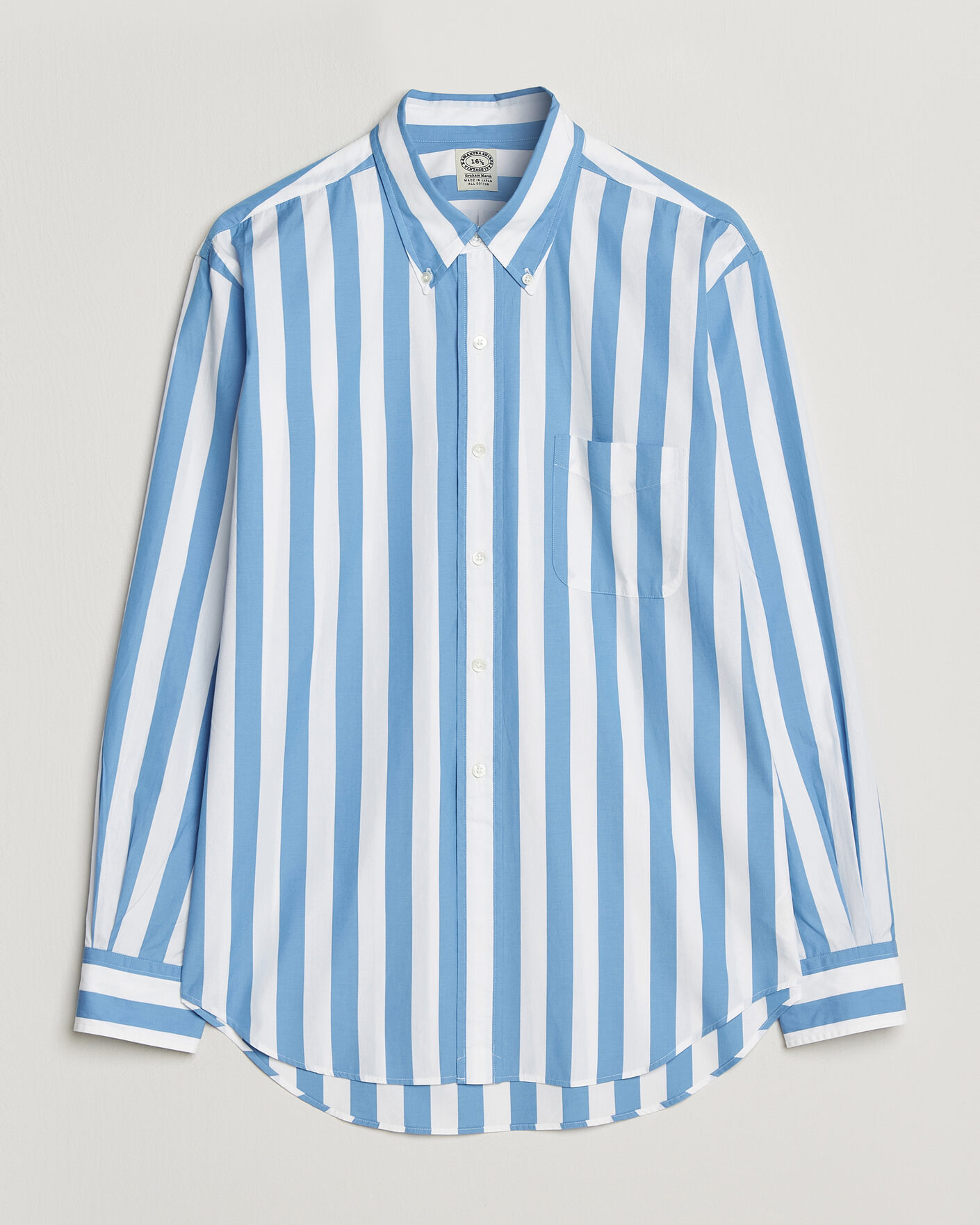 Homme | Chemises | Kamakura Shirts | Vintage Ivy Button Down Shirt Bold Blue Stripe