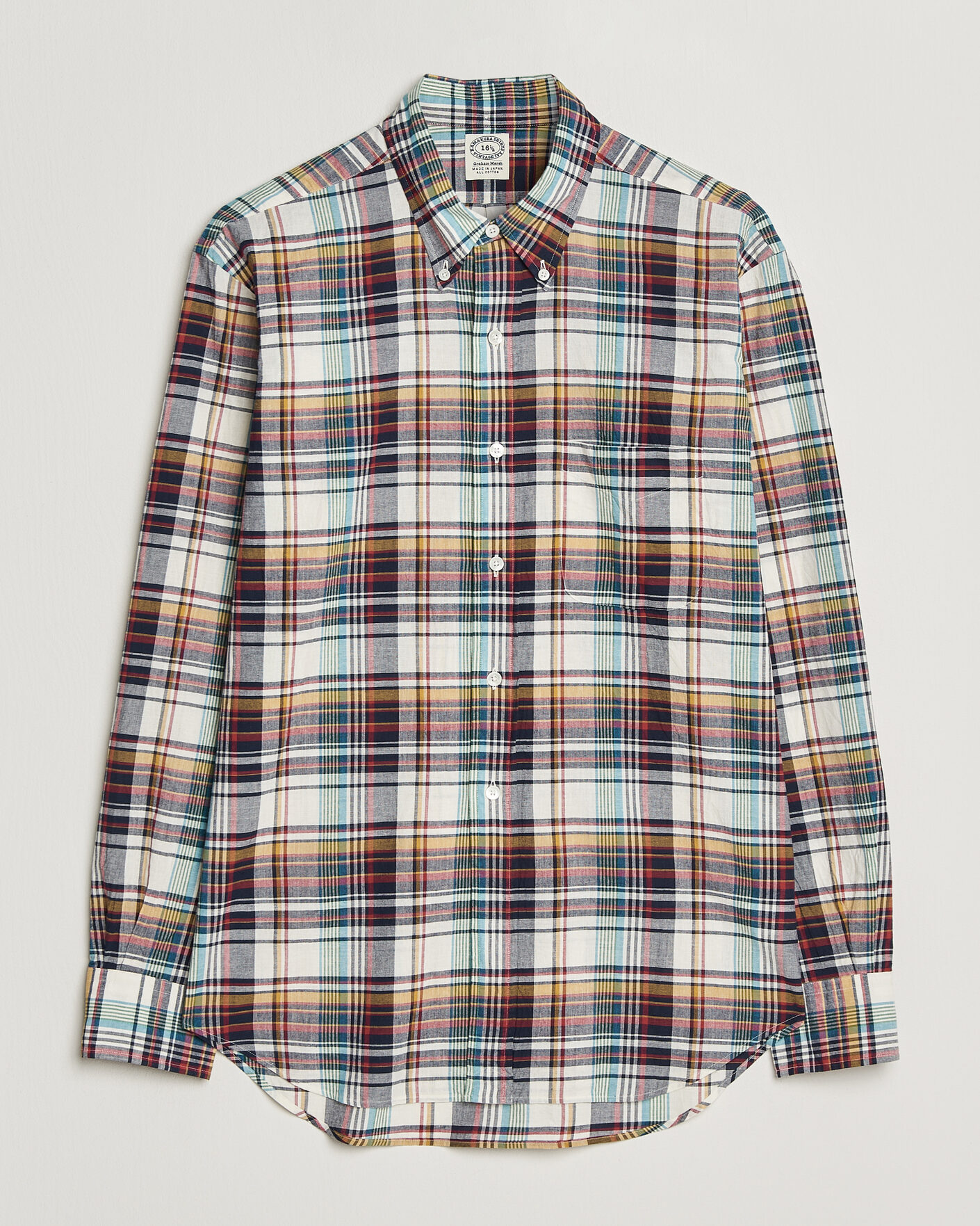 Homme | Chemises | Kamakura Shirts | Vintage Ivy Button Down Shirt Yellow Madras