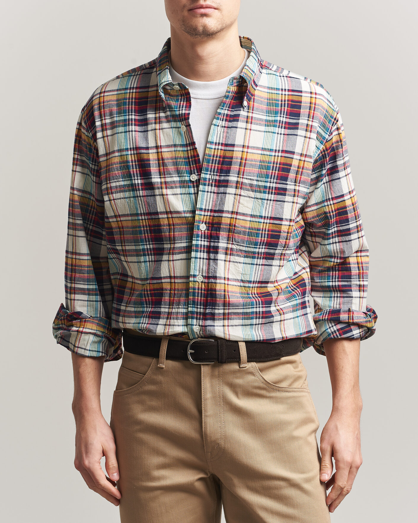 Homme | Chemises | Kamakura Shirts | Vintage Ivy Button Down Shirt Yellow Madras