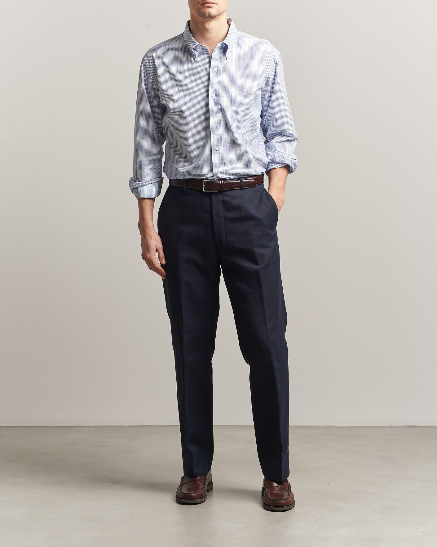 Homme | Chemises | Kamakura Shirts | Vintage Ivy Button Down Shirt Blue Check