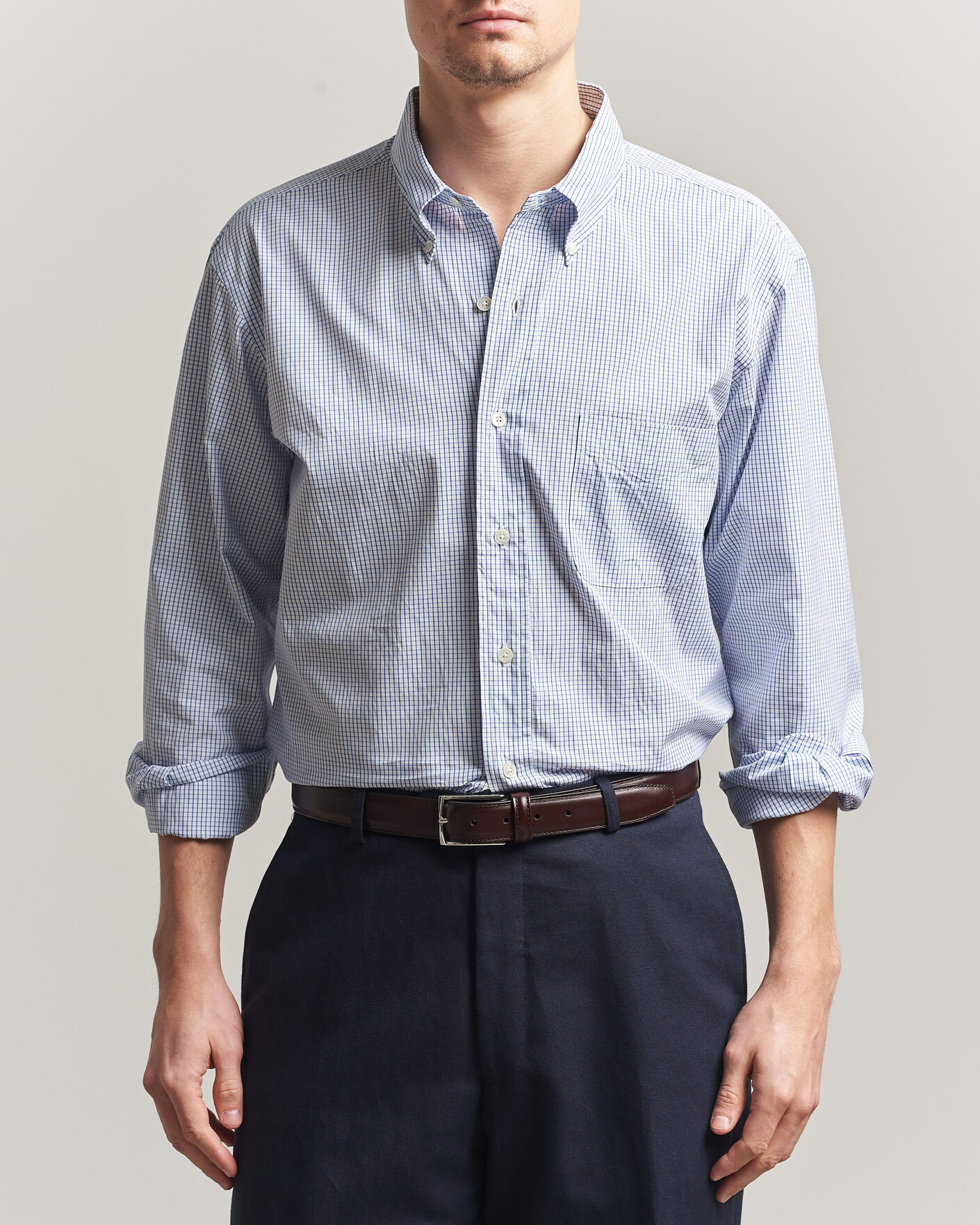 Homme | Chemises | Kamakura Shirts | Vintage Ivy Button Down Shirt Blue Check
