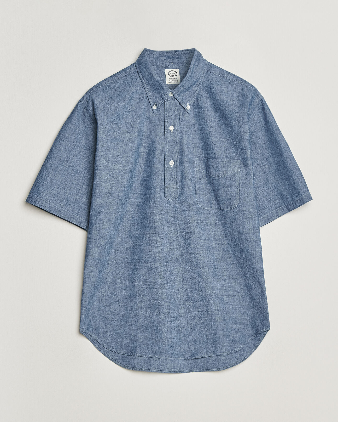 Homme | Chemises | Kamakura Shirts | Vintage Ivy Half Sleeve Chambray Popover Blue