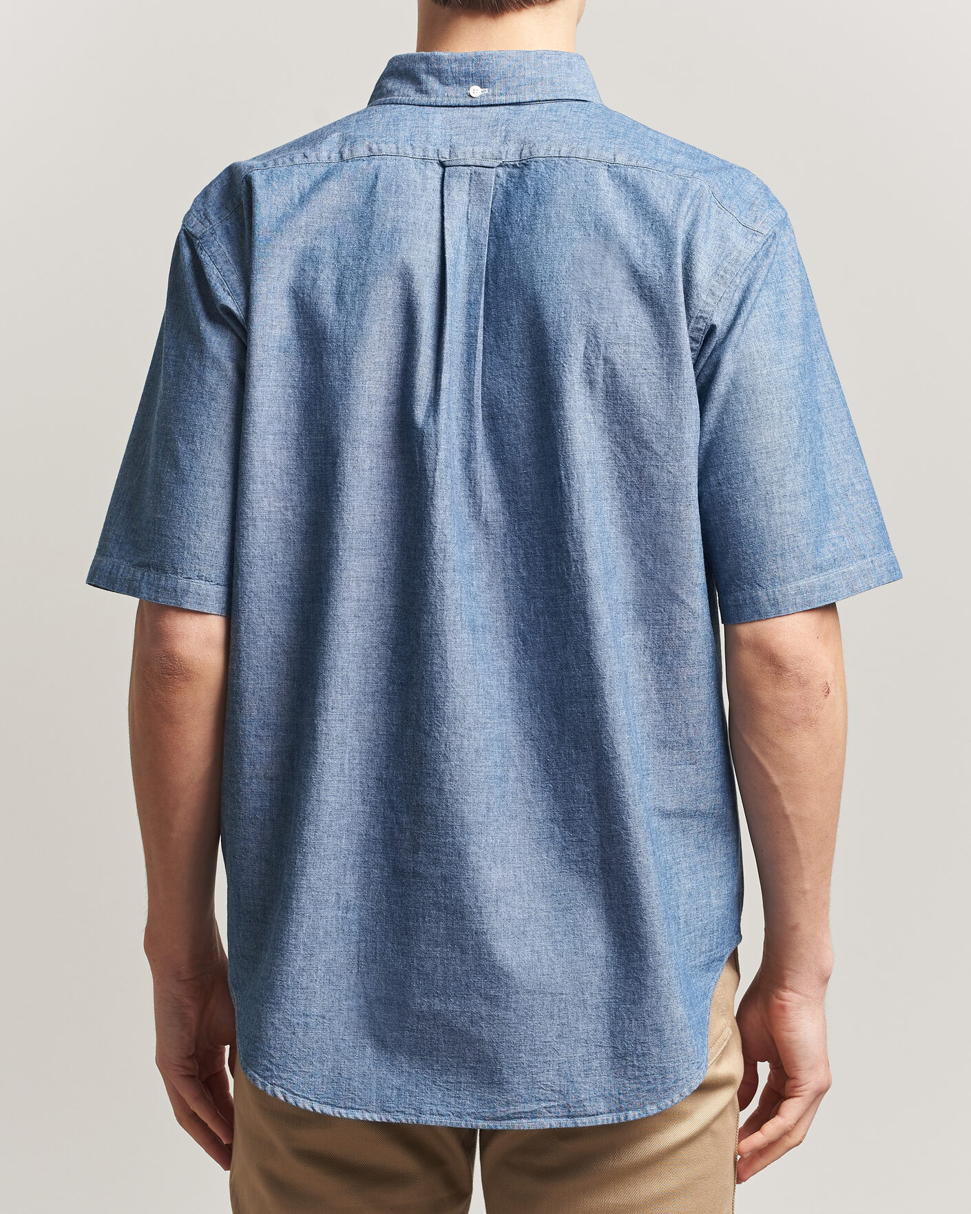 Homme | Chemises | Kamakura Shirts | Vintage Ivy Half Sleeve Chambray Popover Blue