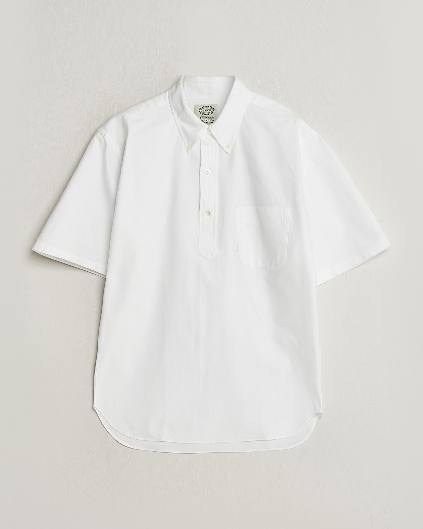 Homme | Chemises | Kamakura Shirts | Vintage Ivy Half Sleeve Oxford Popover White