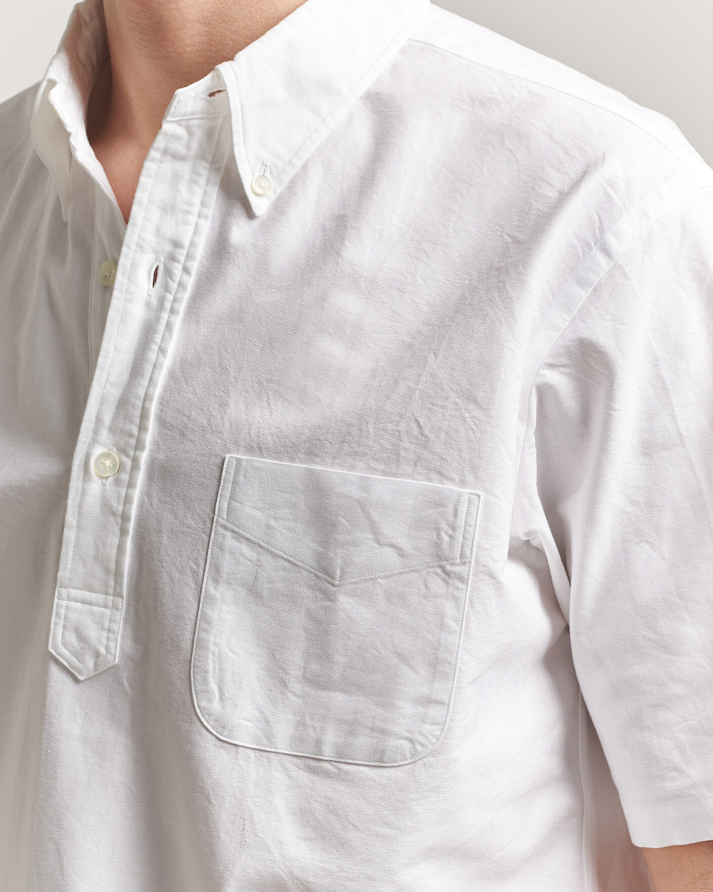 Homme | Chemises | Kamakura Shirts | Vintage Ivy Half Sleeve Oxford Popover White