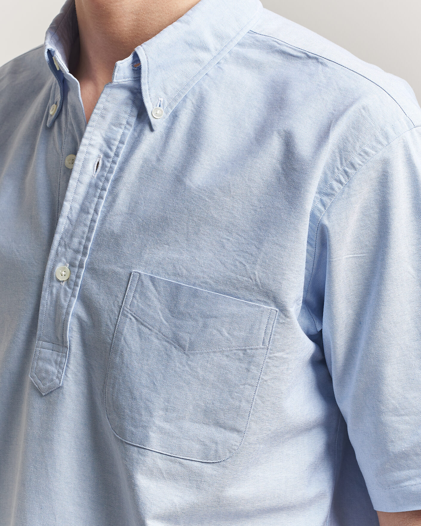 Homme | Chemises | Kamakura Shirts | Vintage Ivy Half Sleeve Oxford Popover Light Blue