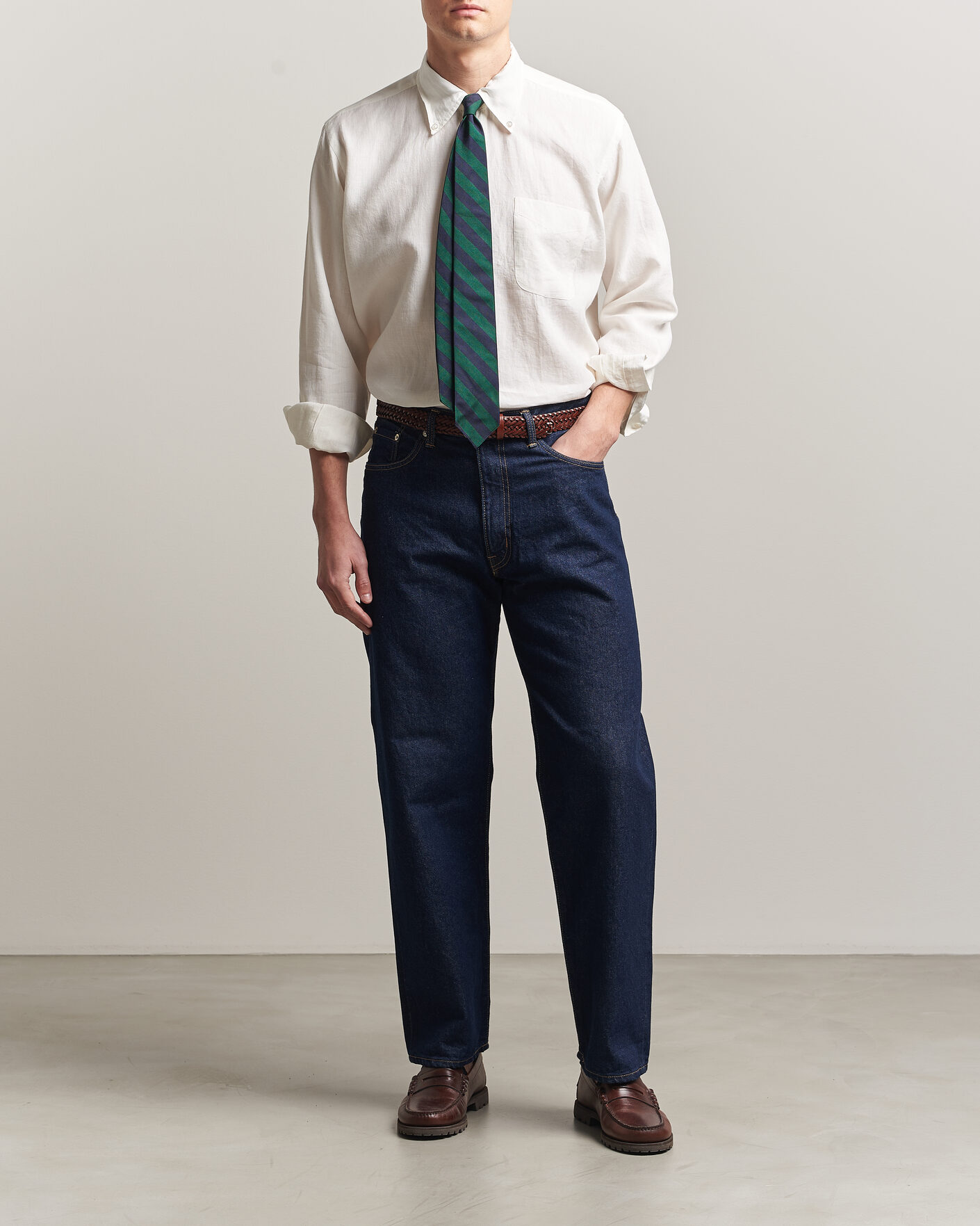 Homme |  | Kamakura Shirts | Linen Ametora Shirt White