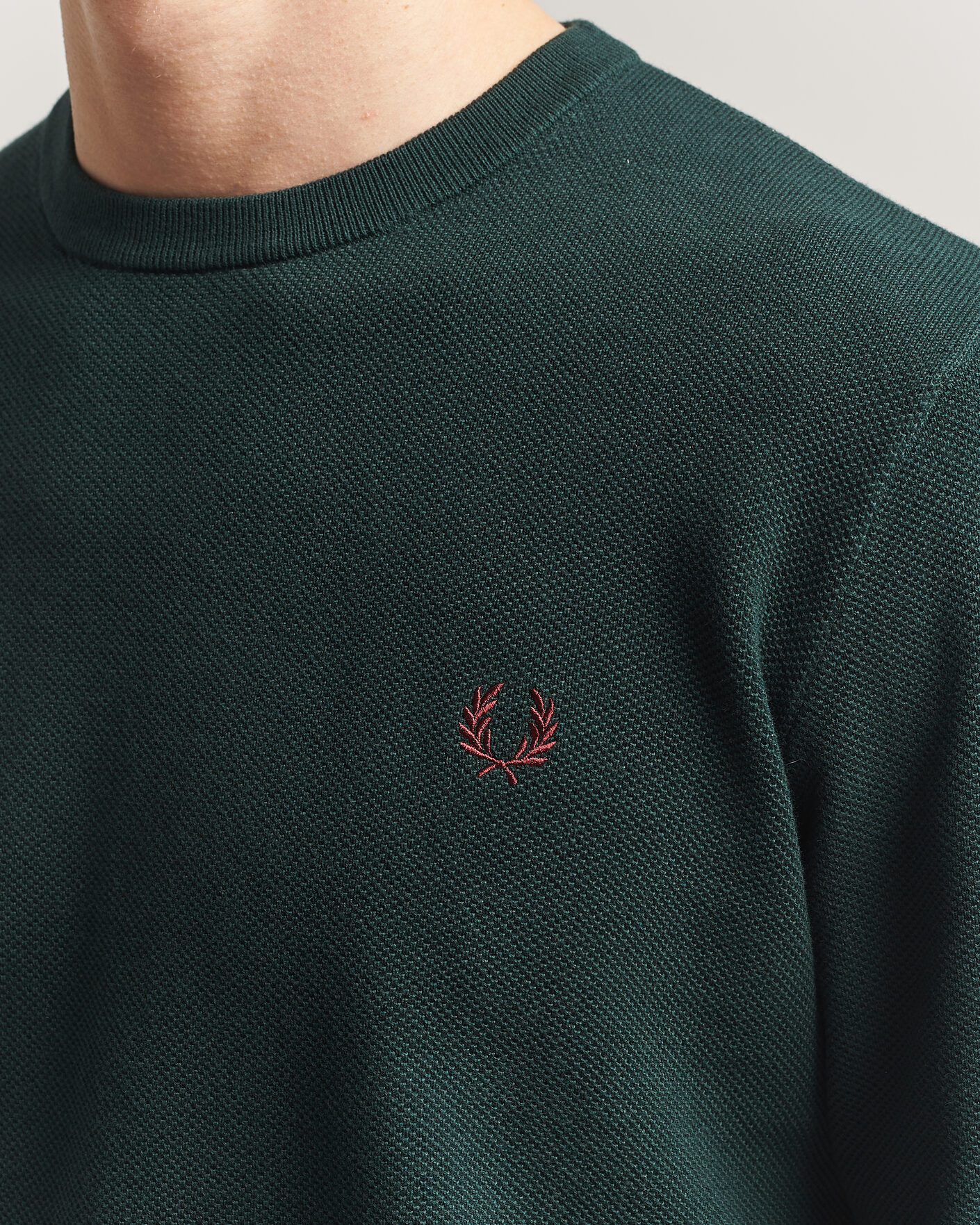 Homme | Pulls Et Tricots | Fred Perry | Piqué Stitched Sweater Grassroots Green