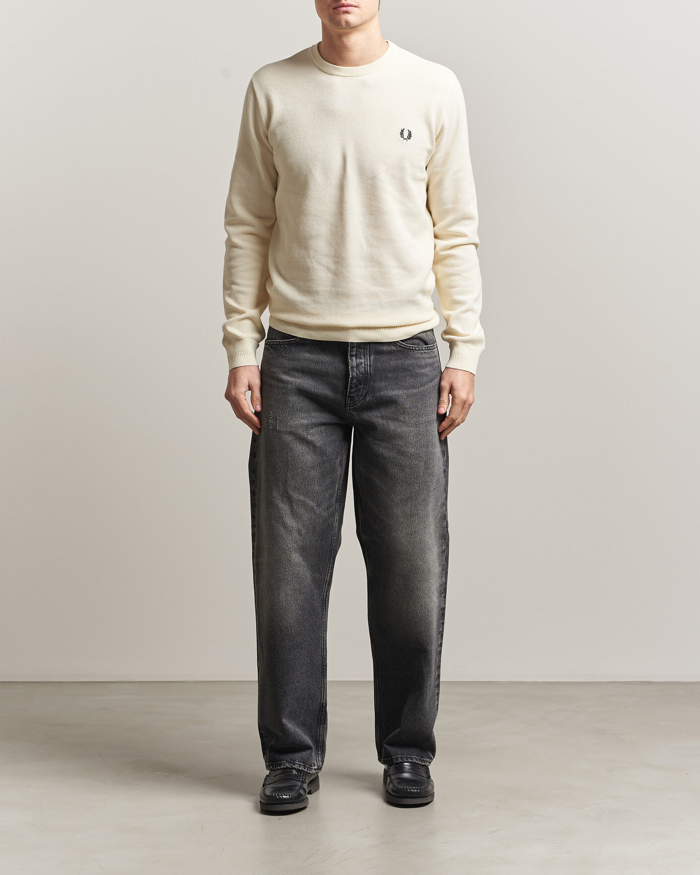 Homme | Pulls Et Tricots | Fred Perry | Piqué Stitched Sweater Ecru
