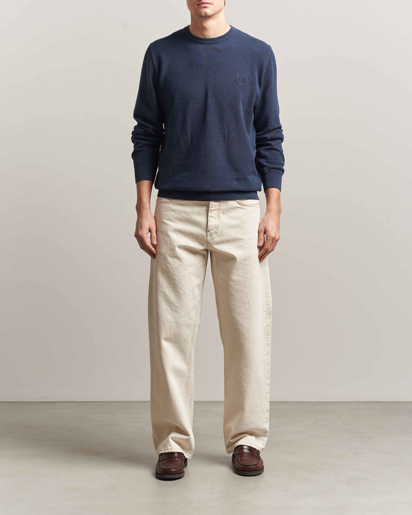 Homme | Pulls Et Tricots | Fred Perry | Piqué Stitched Sweater Dark Airforce