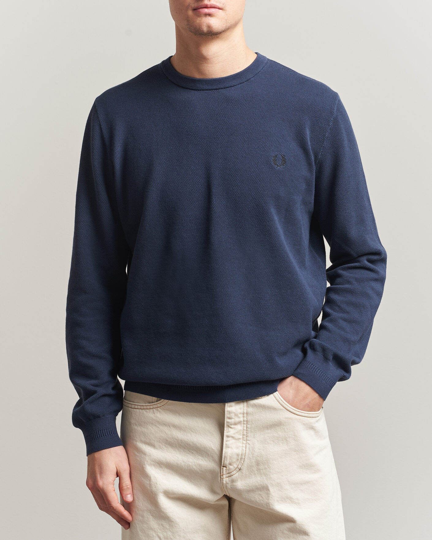 Homme | Pulls Et Tricots | Fred Perry | Piqué Stitched Sweater Dark Airforce
