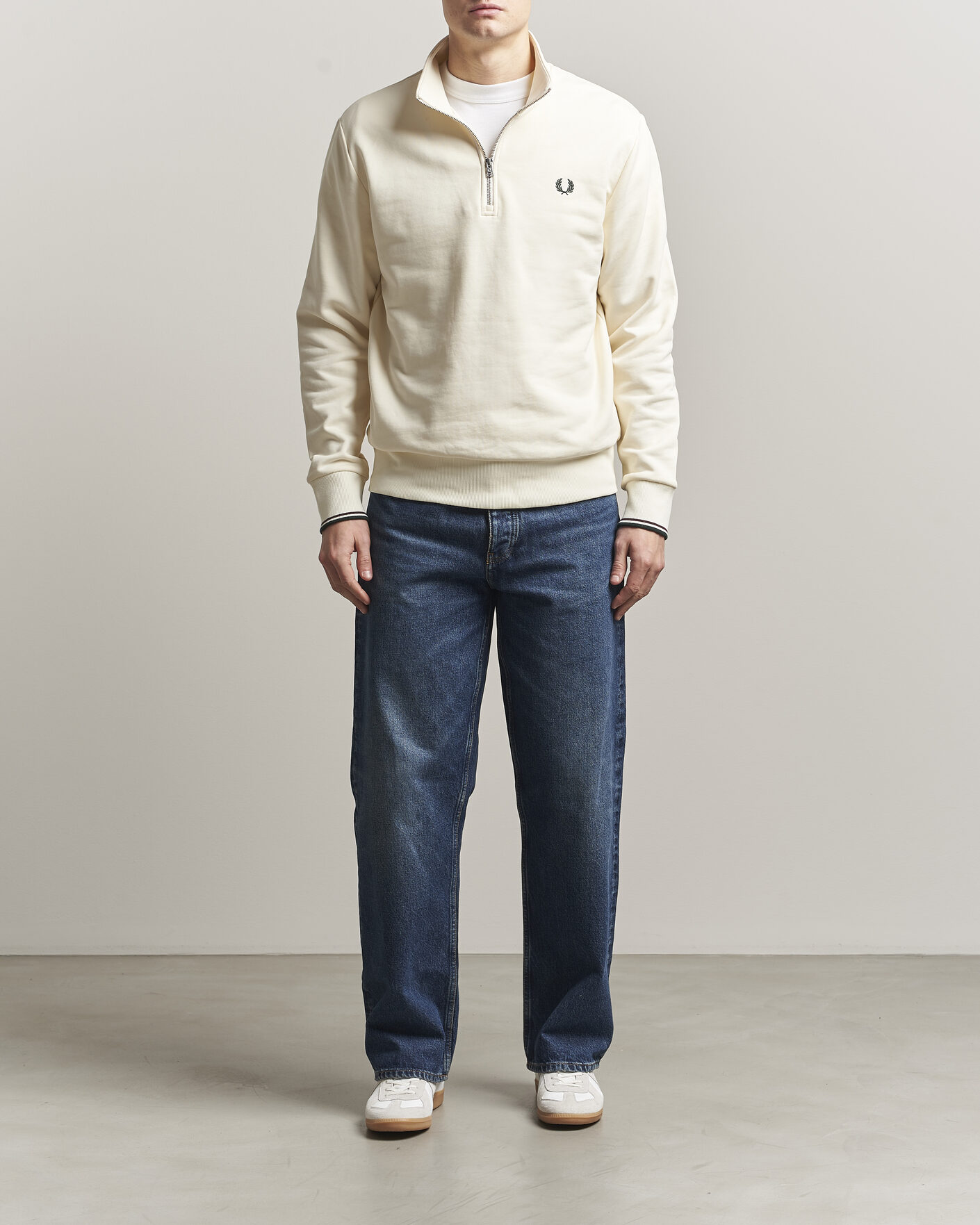 Homme | Pulls Et Tricots | Fred Perry | Half Zip Sweatshirt Ecru