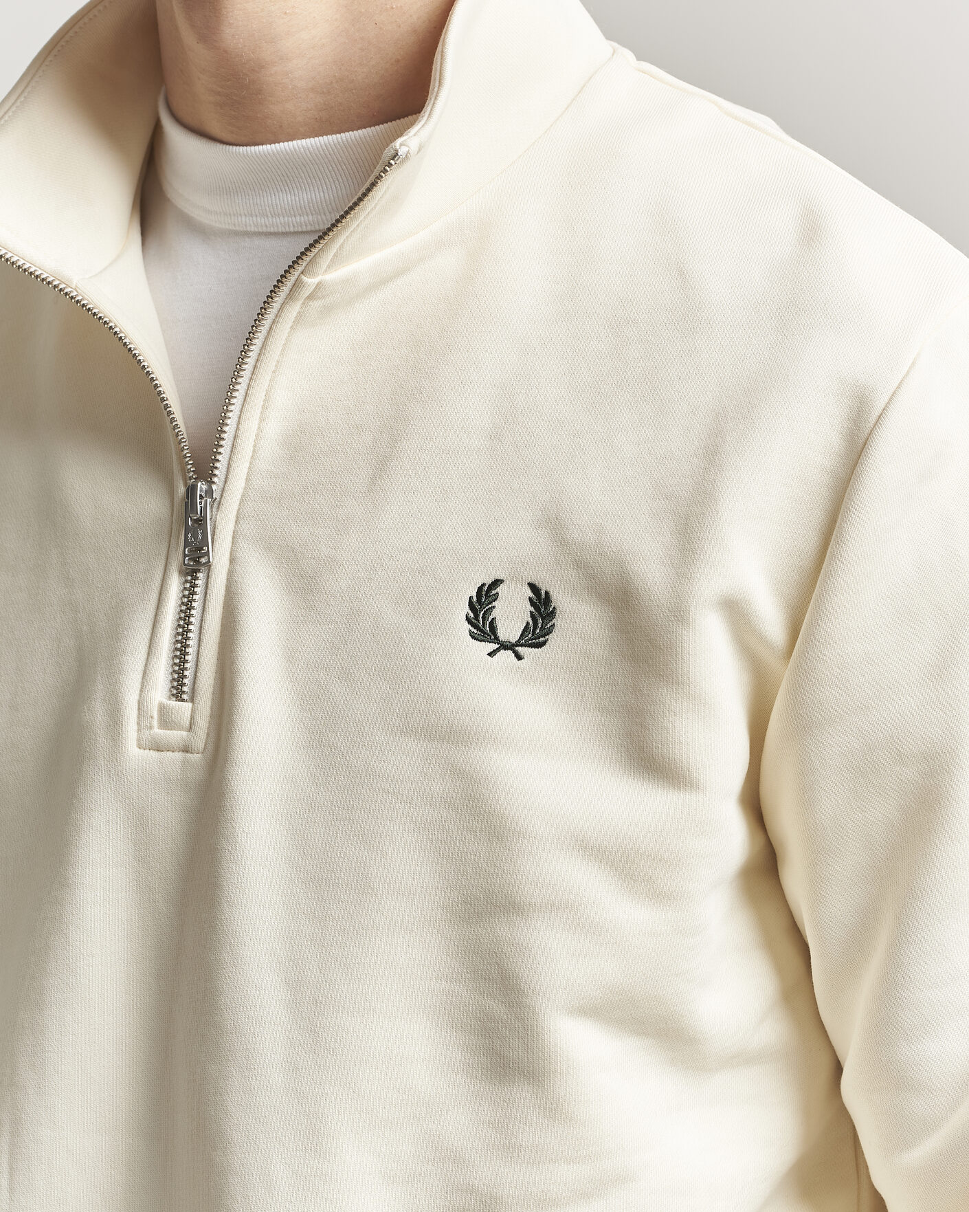 Homme | Pulls Et Tricots | Fred Perry | Half Zip Sweatshirt Ecru