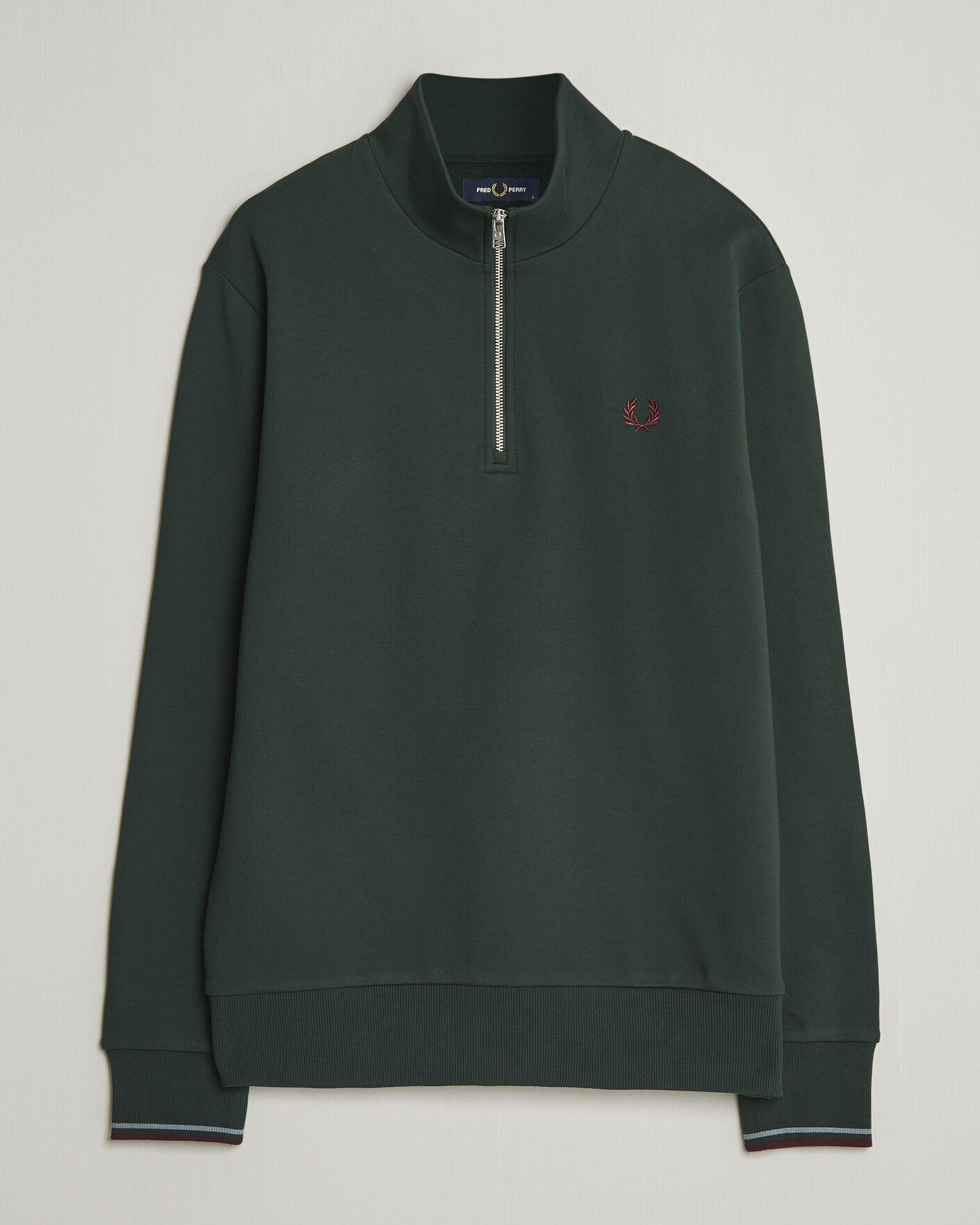 Homme | Pulls Et Tricots | Fred Perry | Half Zip Sweatshirt Grassroots Green