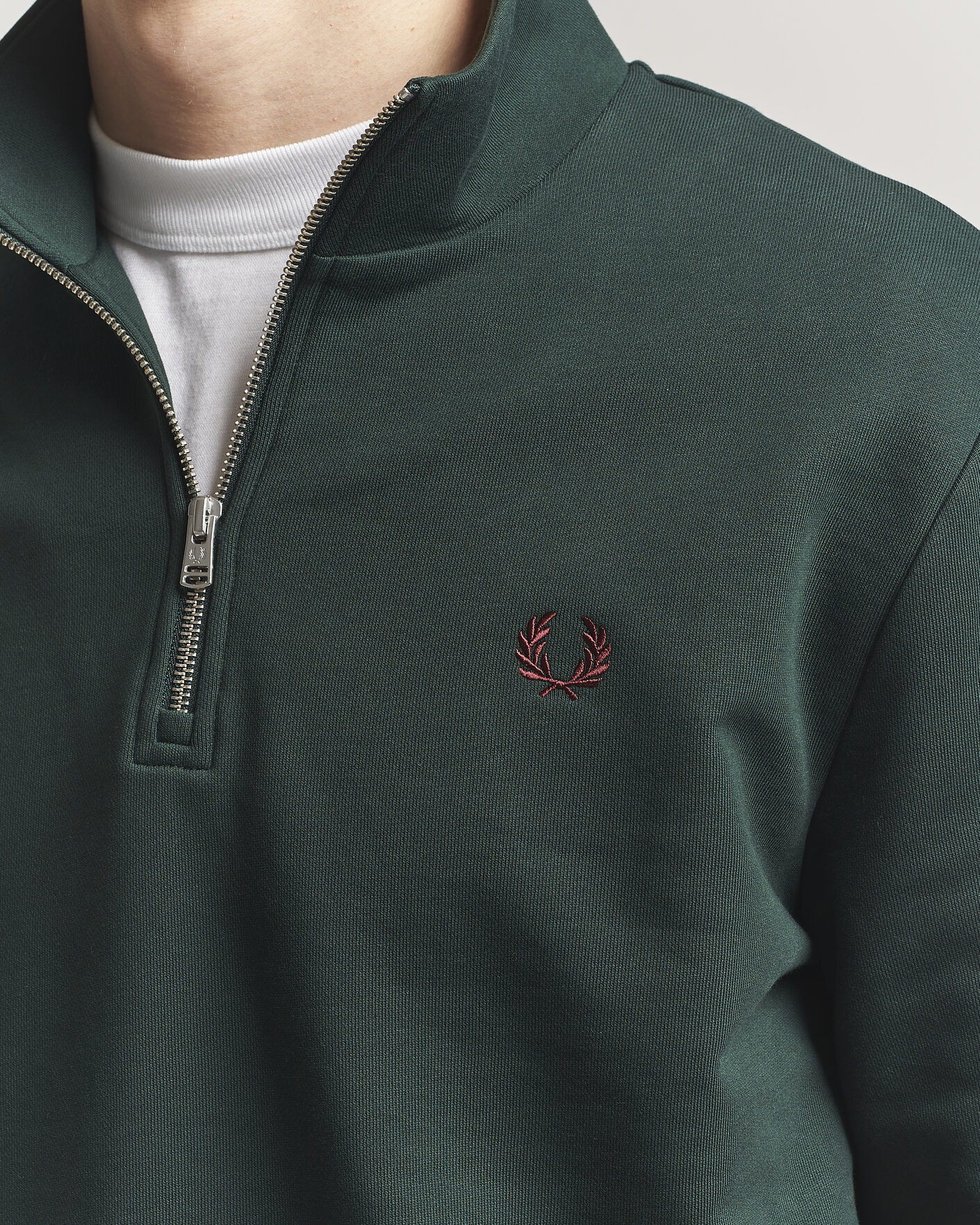 Homme | Pulls Et Tricots | Fred Perry | Half Zip Sweatshirt Grassroots Green