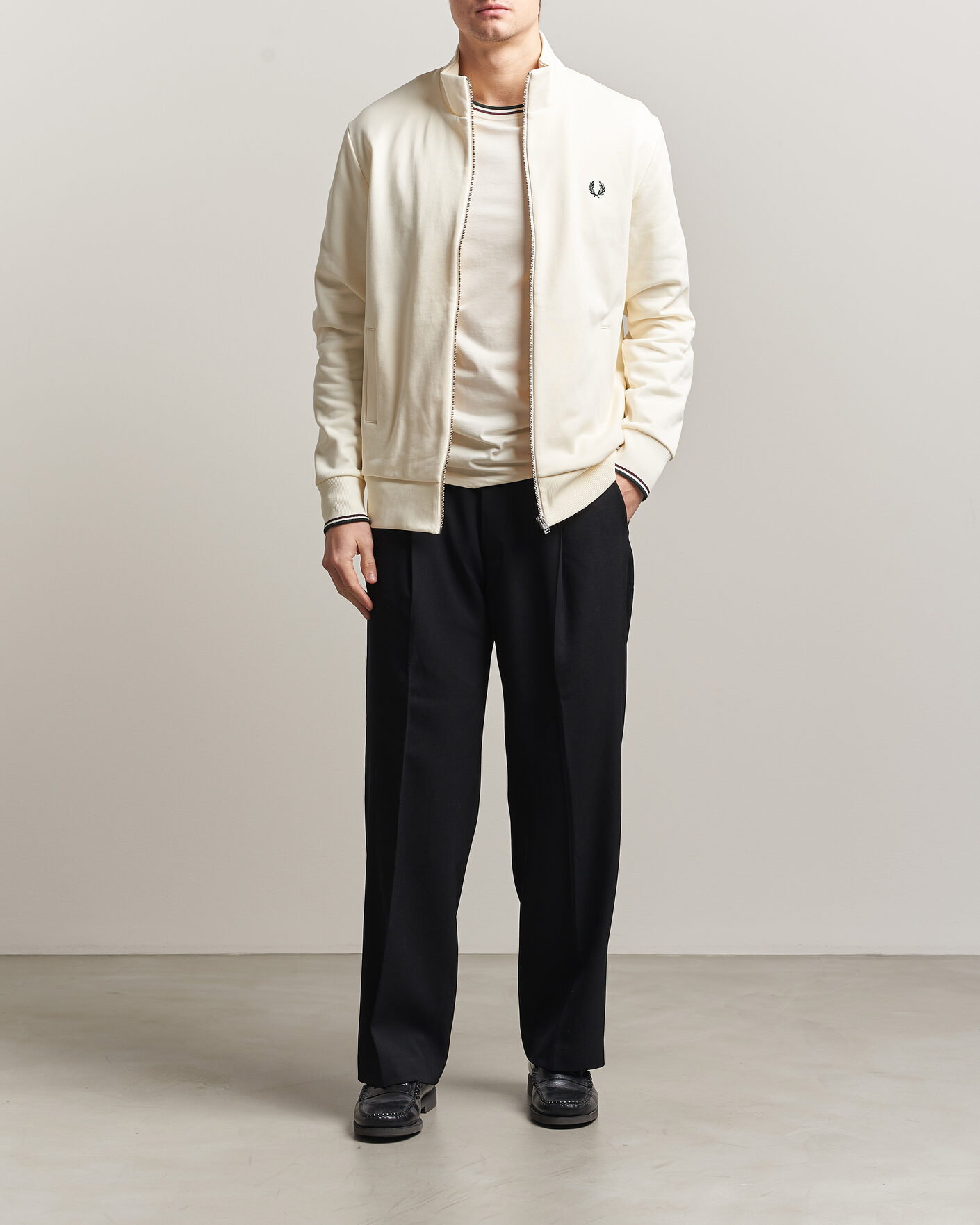 Homme | Pulls Et Tricots | Fred Perry | Full Zip Sweatshirt Ecru