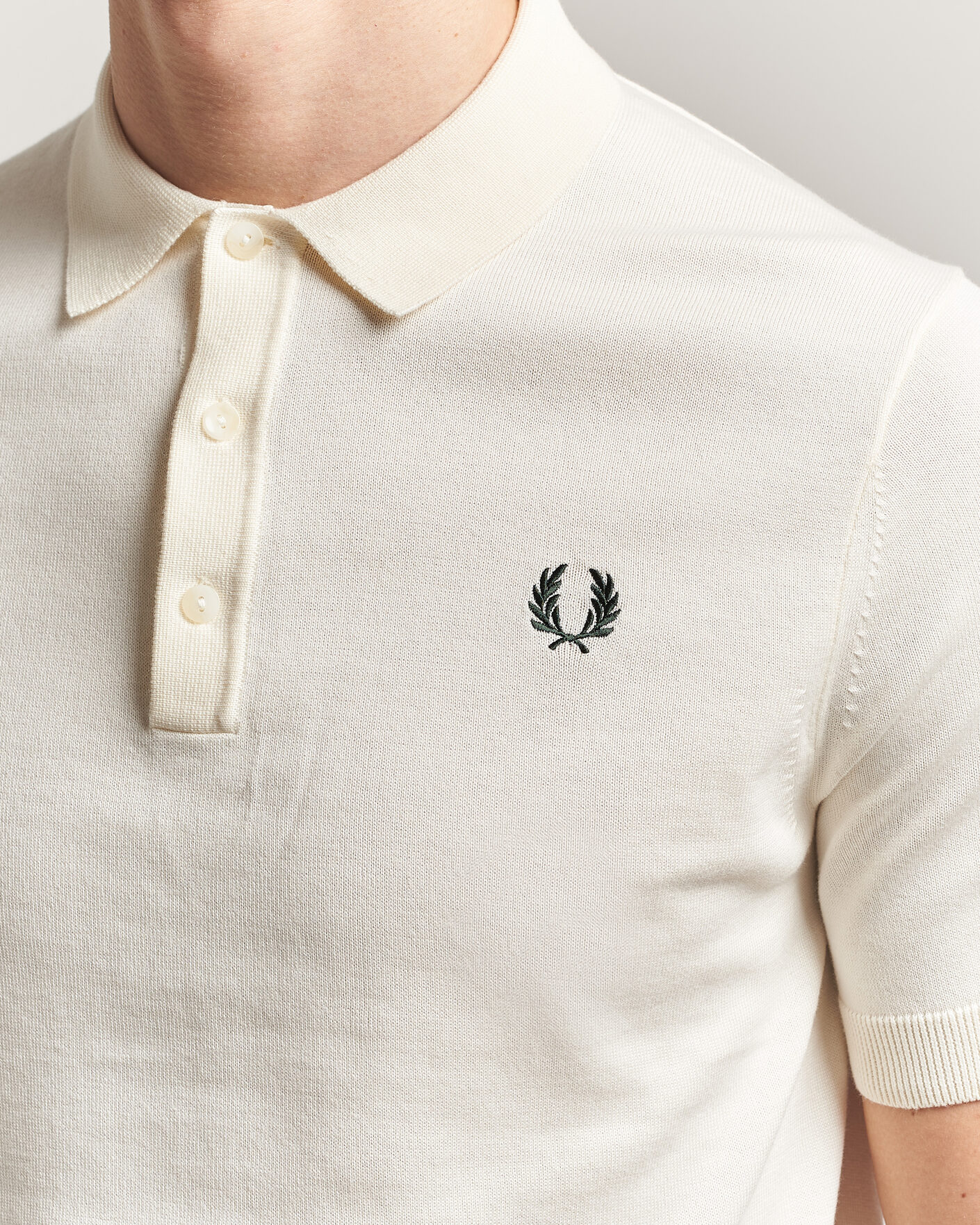 Homme | Polos | Fred Perry | Cotton Knitted Polo Ecru
