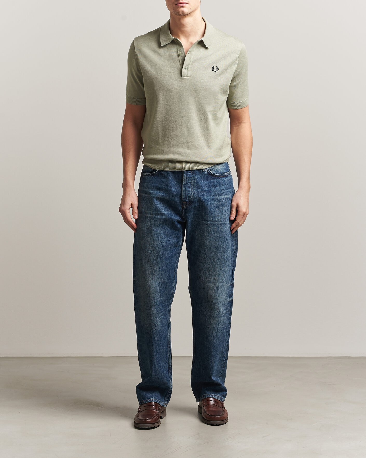 Homme | Polos | Fred Perry | Cotton Knitted Polo Seagrass Green