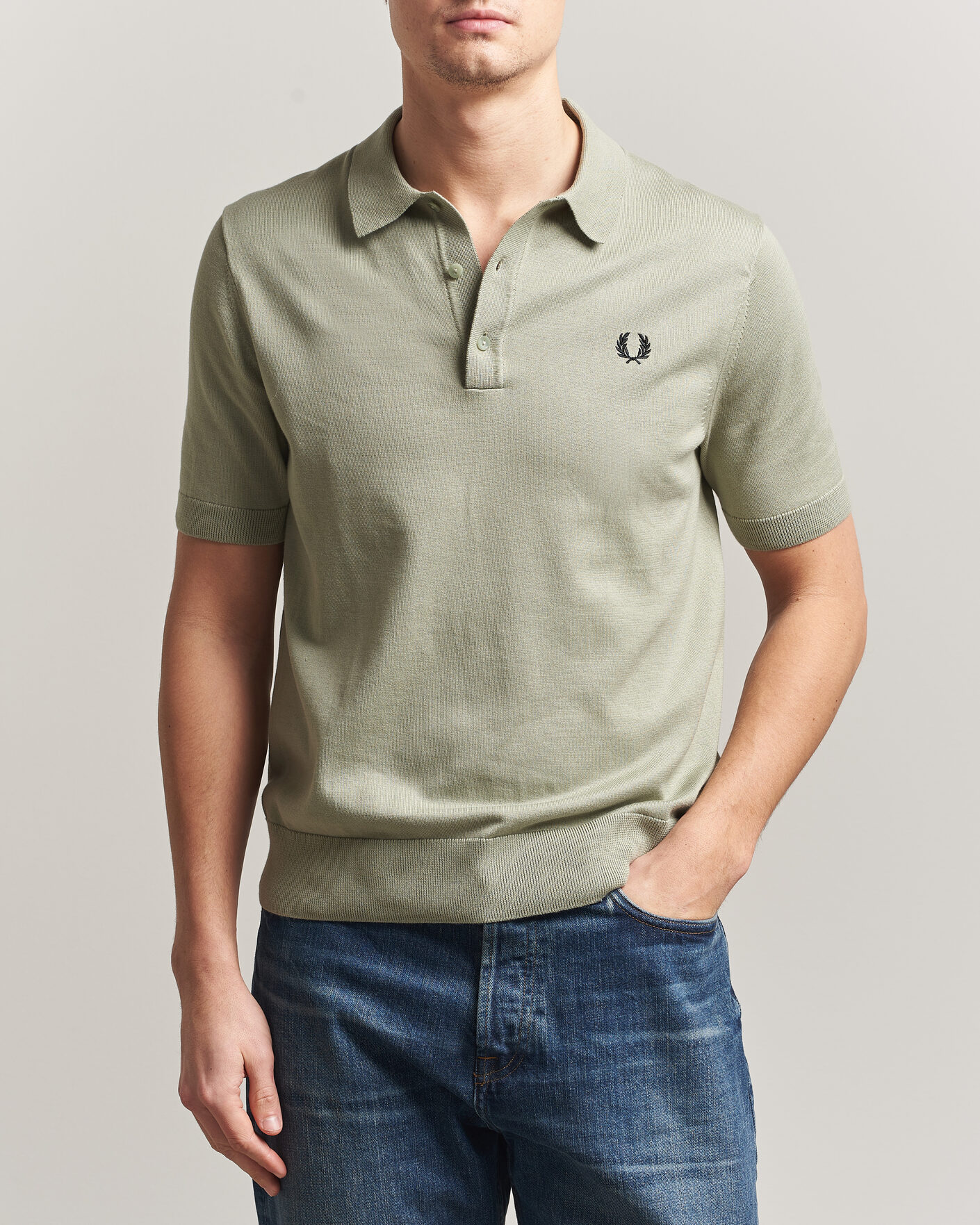 Homme | Polos | Fred Perry | Cotton Knitted Polo Seagrass Green