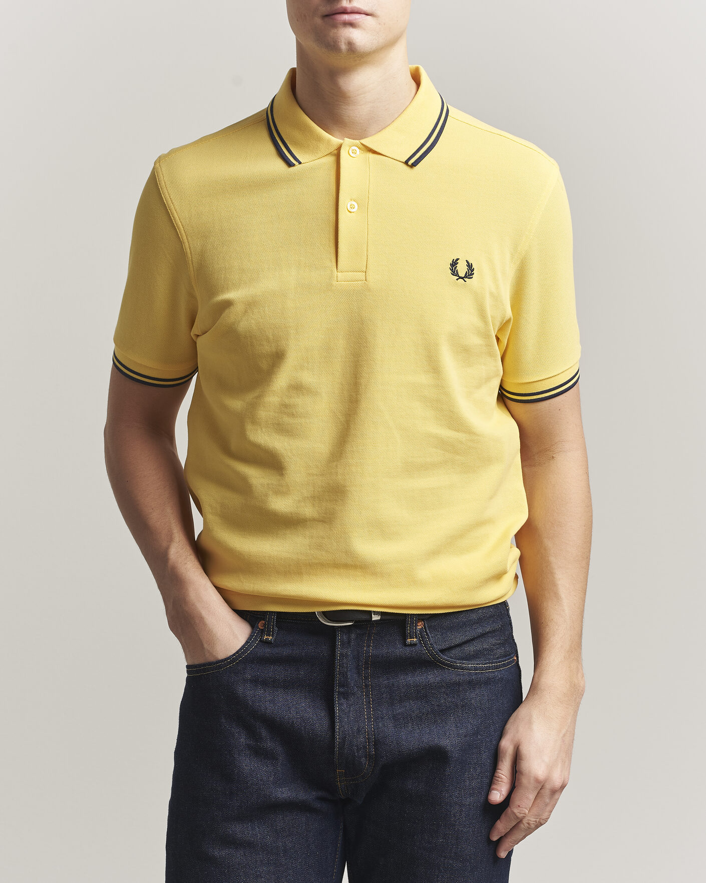 Homme | Polos | Fred Perry | Twin Tipped Polo Shirt Lemon Yellow