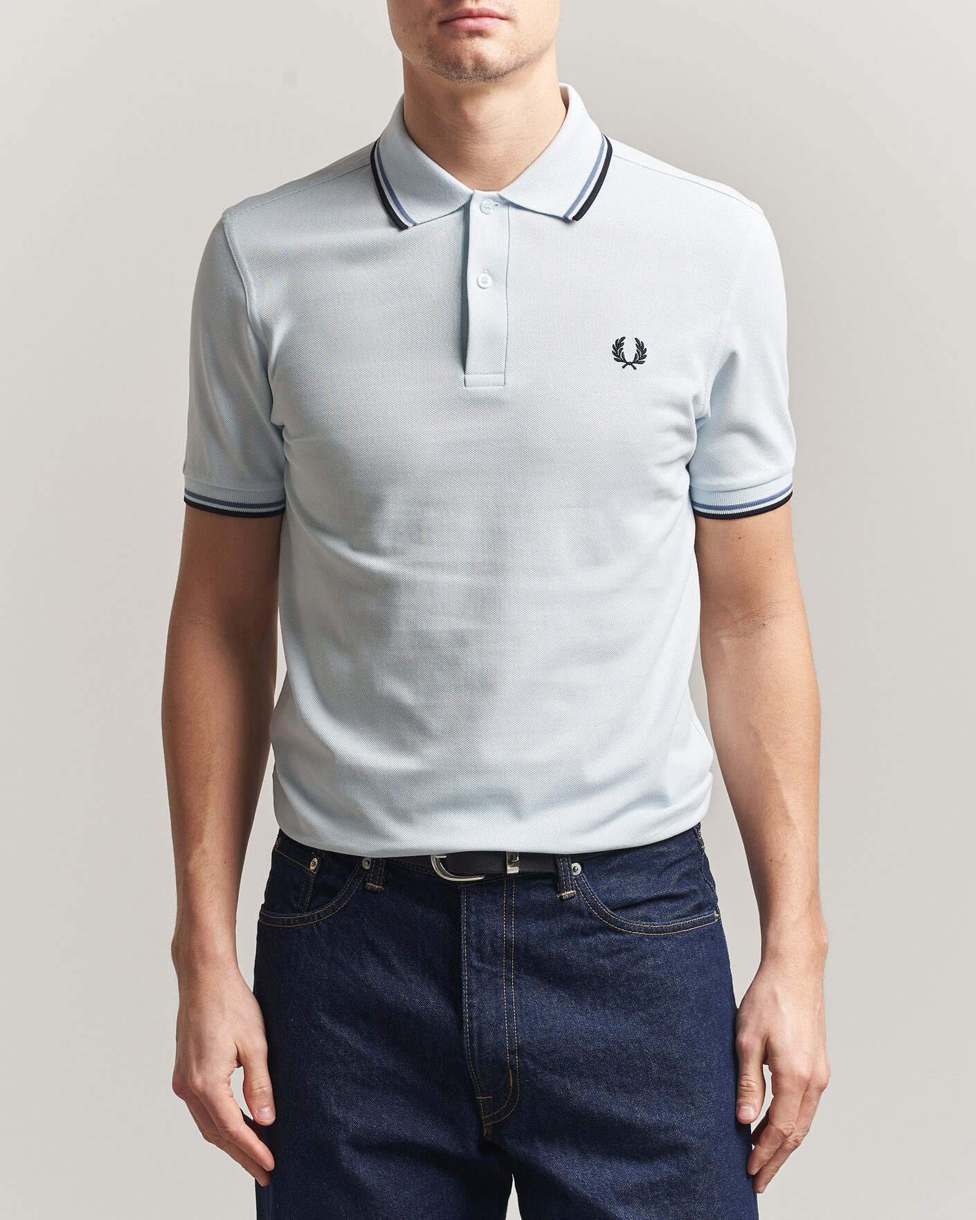 Homme | Polos | Fred Perry | Twin Tipped Polo Shirt Light Ice