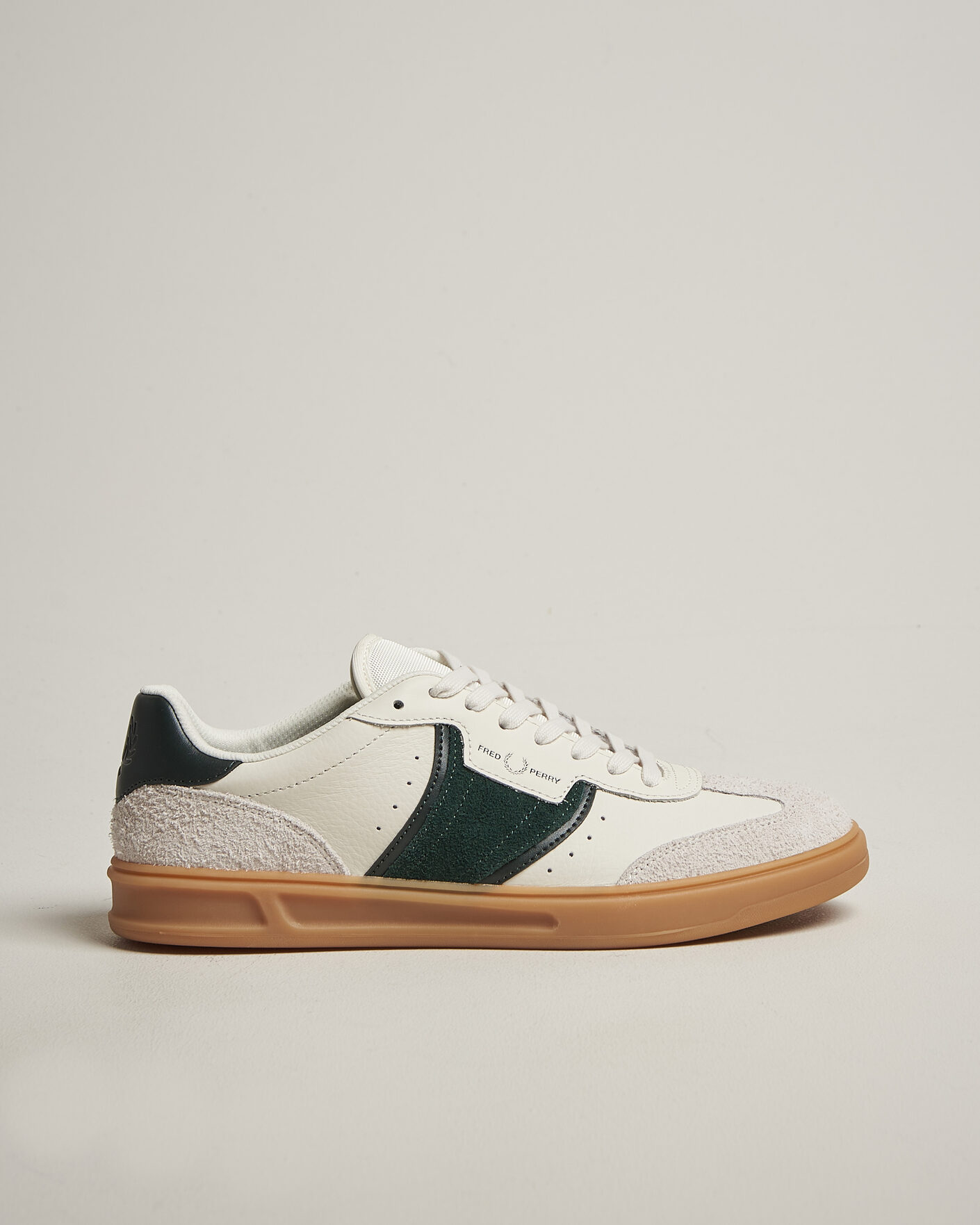 Homme | Baskets | Fred Perry | B4 Leather/Suede Sneaker Light Ecru/Green