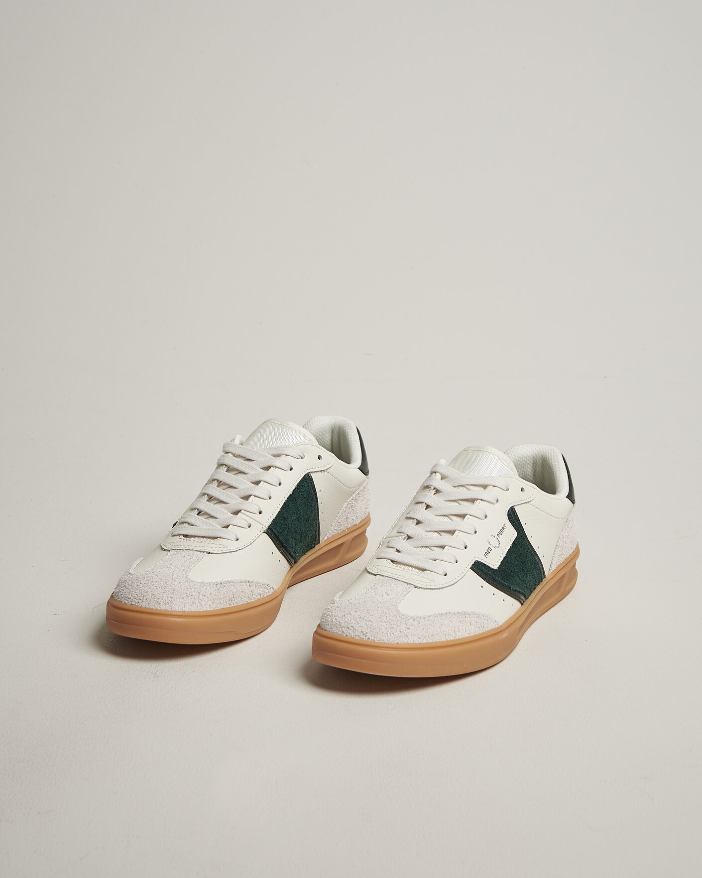 Homme | Baskets | Fred Perry | B4 Leather/Suede Sneaker Light Ecru/Green