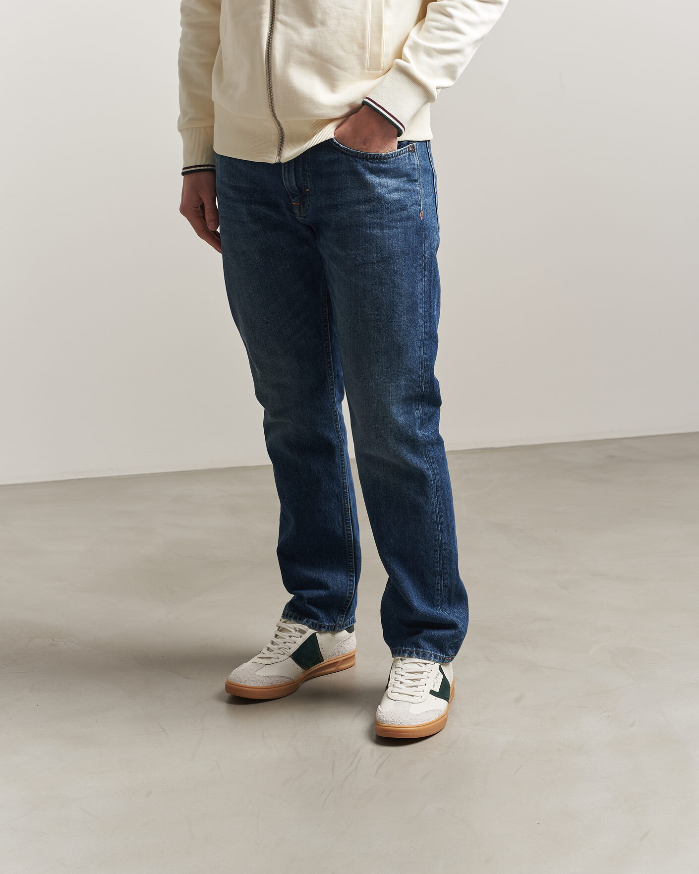 Homme | Baskets | Fred Perry | B4 Leather/Suede Sneaker Light Ecru/Green