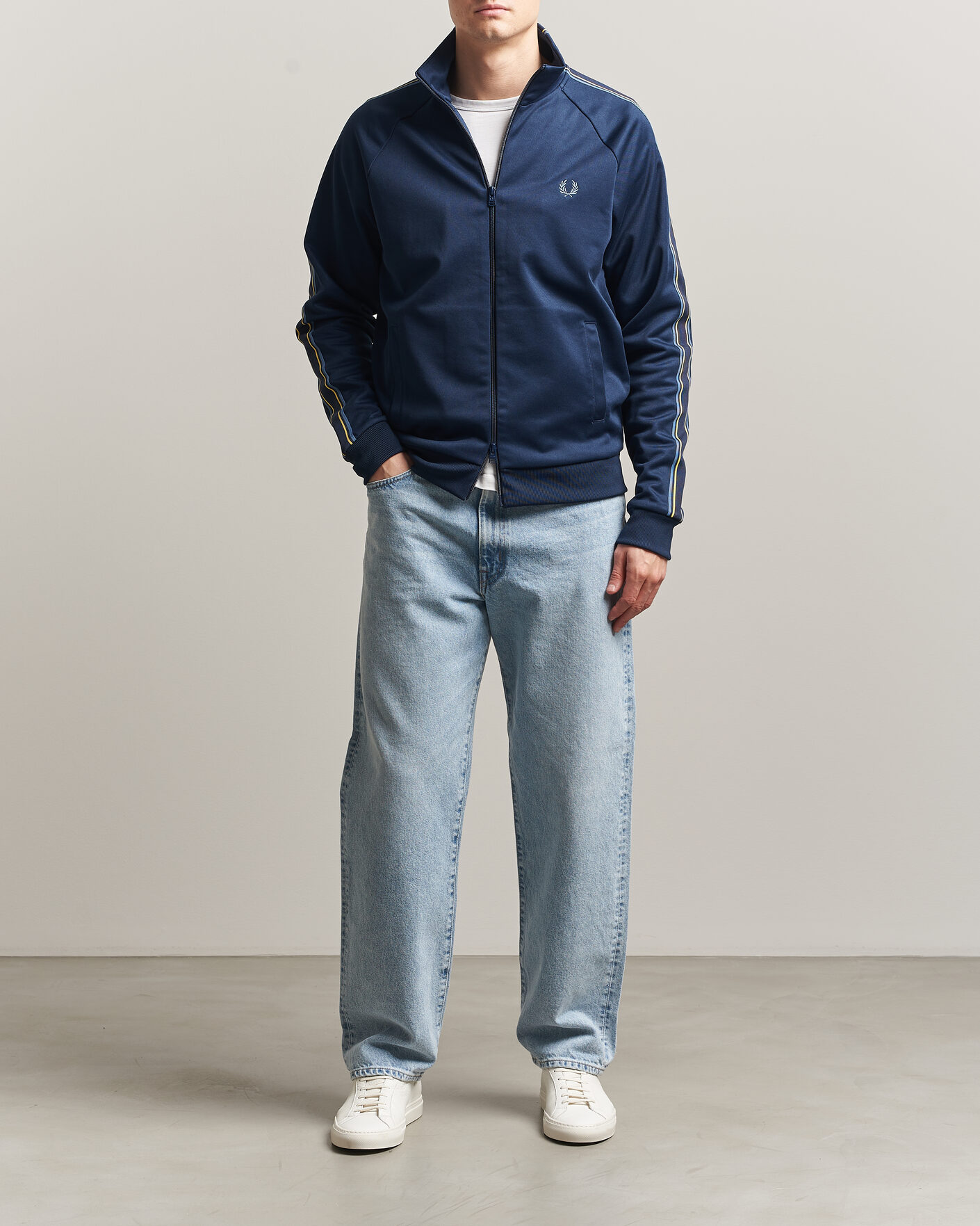 Homme | Pulls Et Tricots | Fred Perry | Tramline Taped Track Jacket Tennis Blue