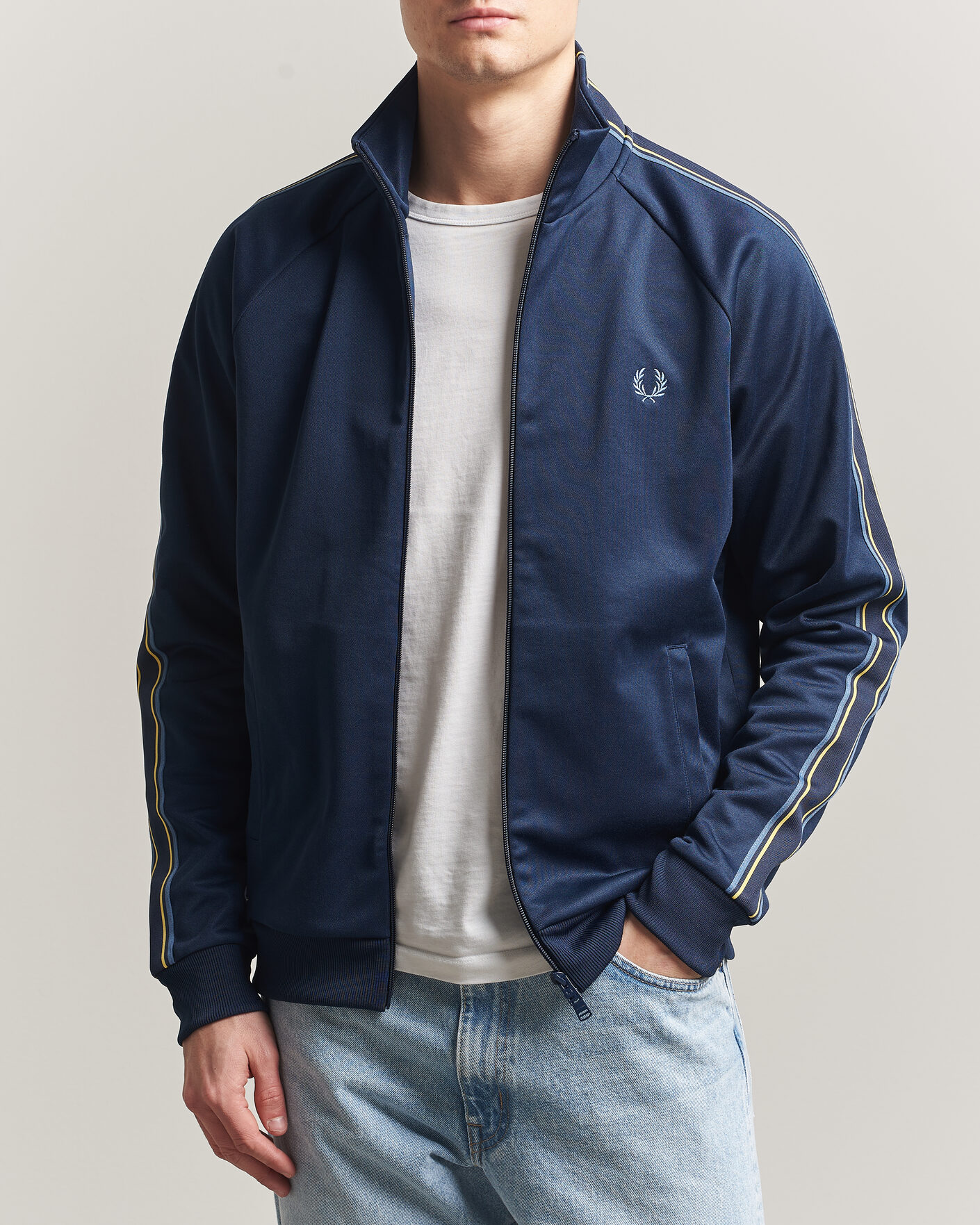 Homme | Pulls Et Tricots | Fred Perry | Tramline Taped Track Jacket Tennis Blue