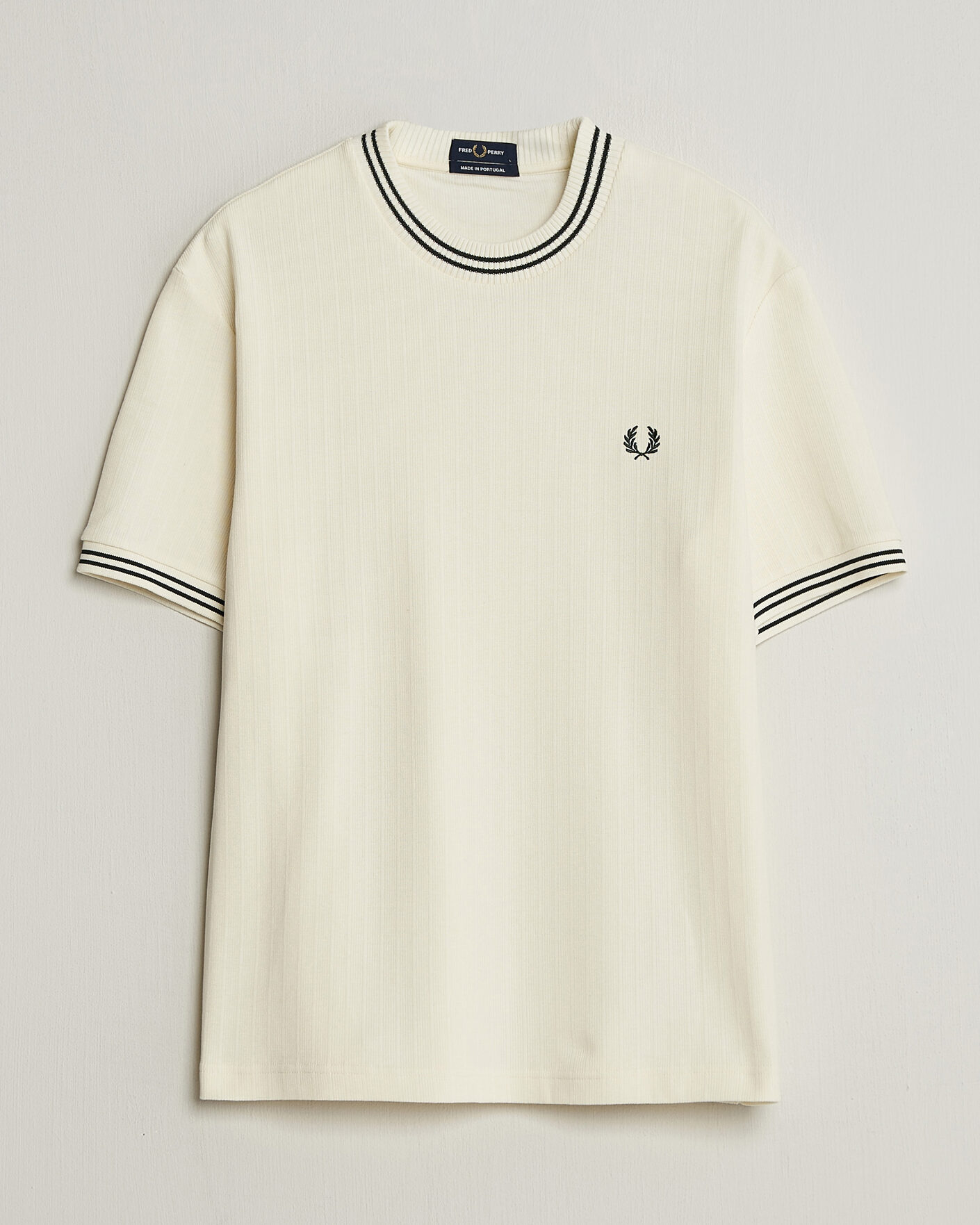 Homme | T-shirts | Fred Perry | Rib Knitted T-Shirt Ecru