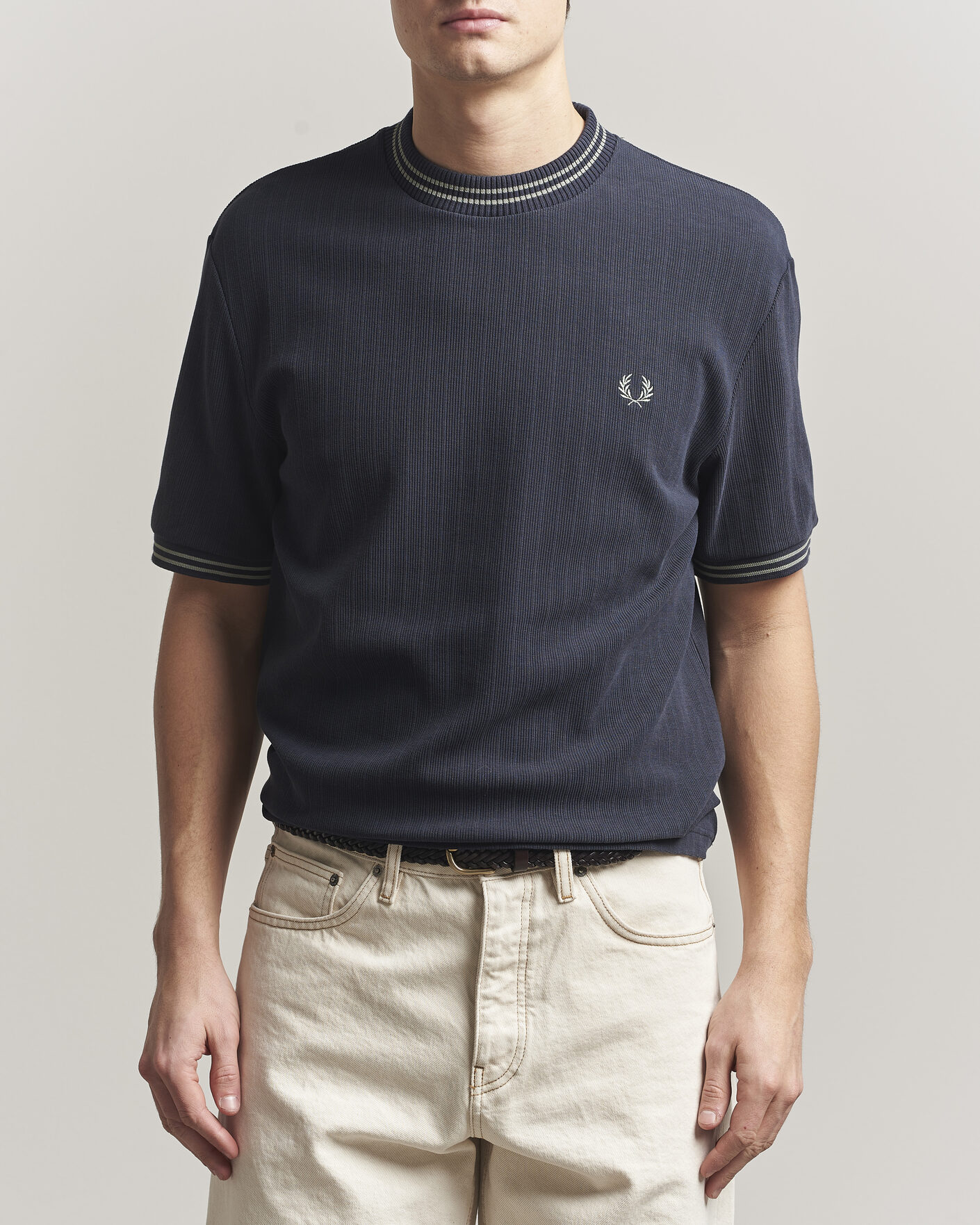 Homme | T-shirts | Fred Perry | Rib Knitted T-Shirt Navy