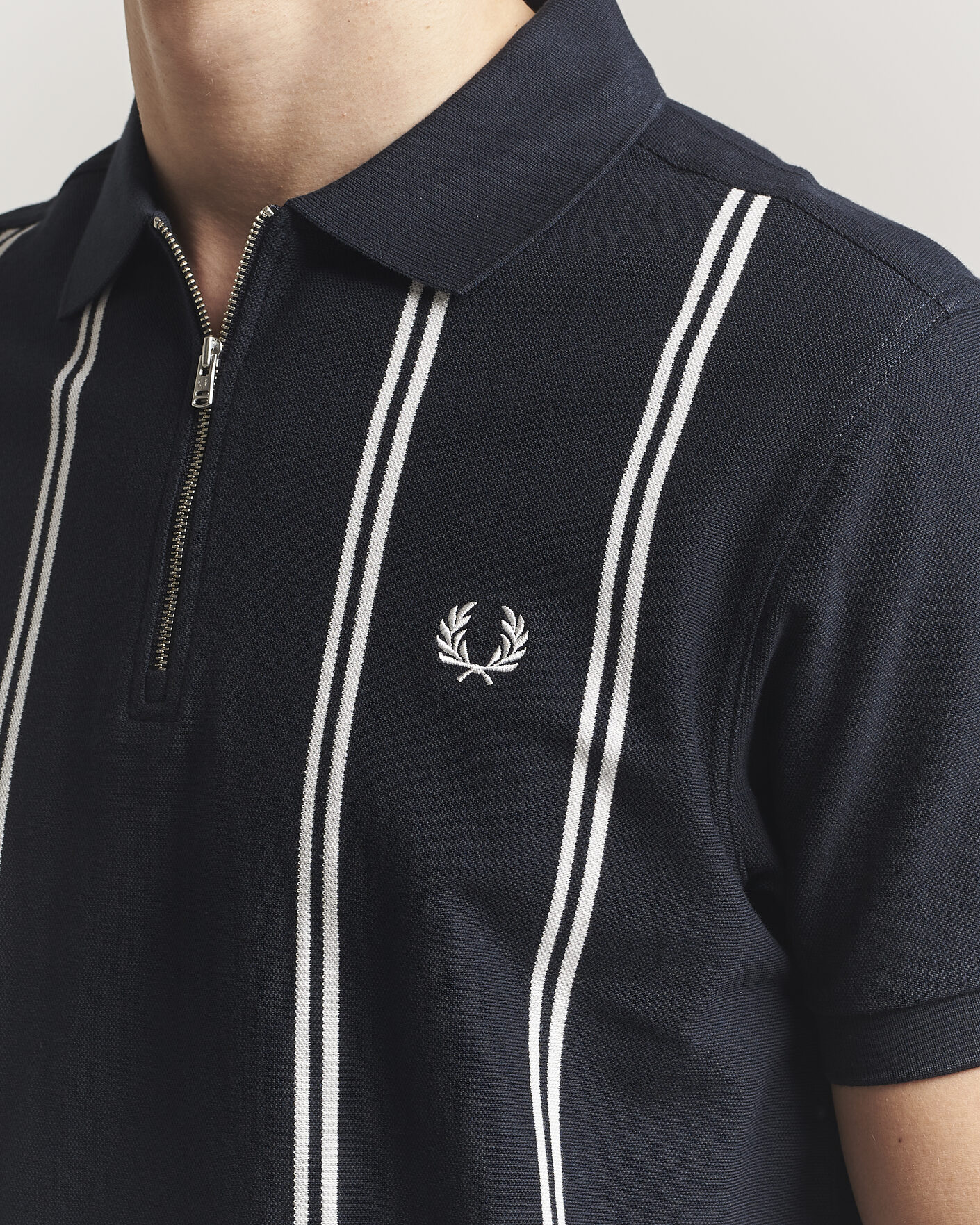Homme | Polos | Fred Perry | Vertical Striped Polo Navy