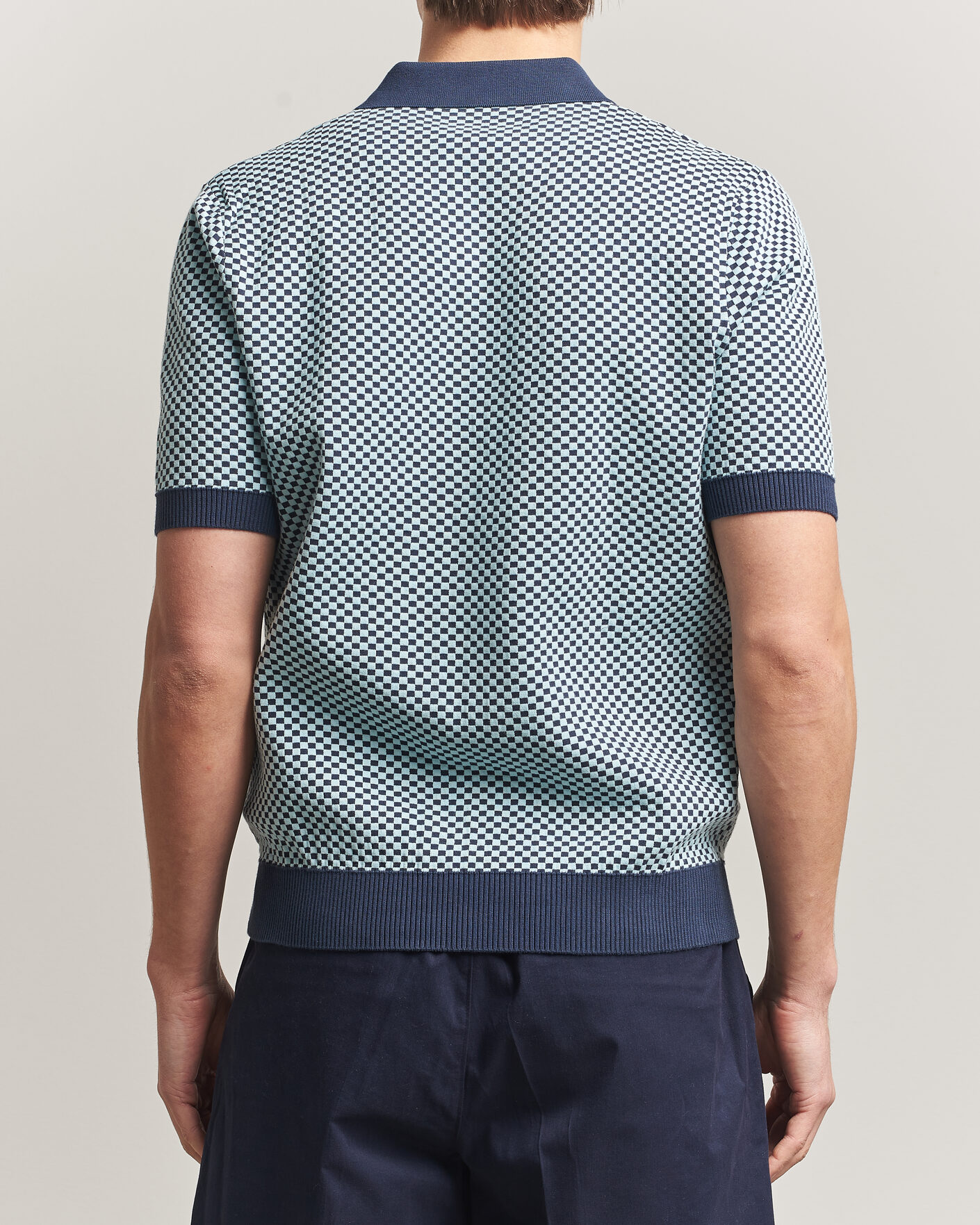 Homme | Polos | Fred Perry | Checkboard Knitted Polo Dark Airforce