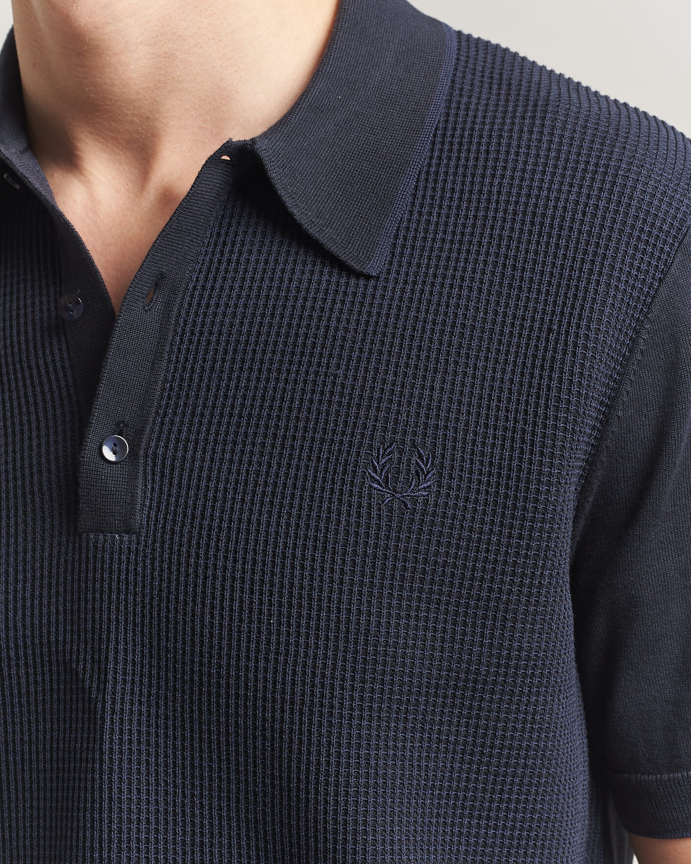 Homme | Polos | Fred Perry | Waffle Knitted Polo Navy