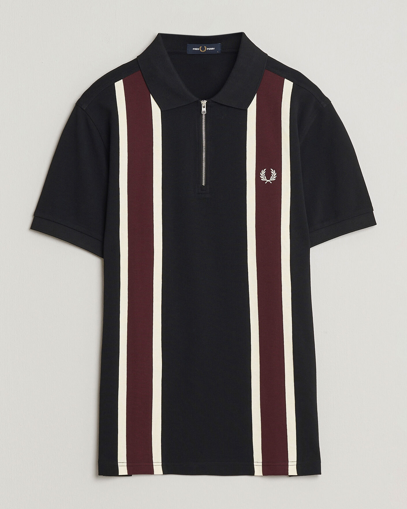 Homme | Polos | Fred Perry | Tramline Half Zip Polo Black